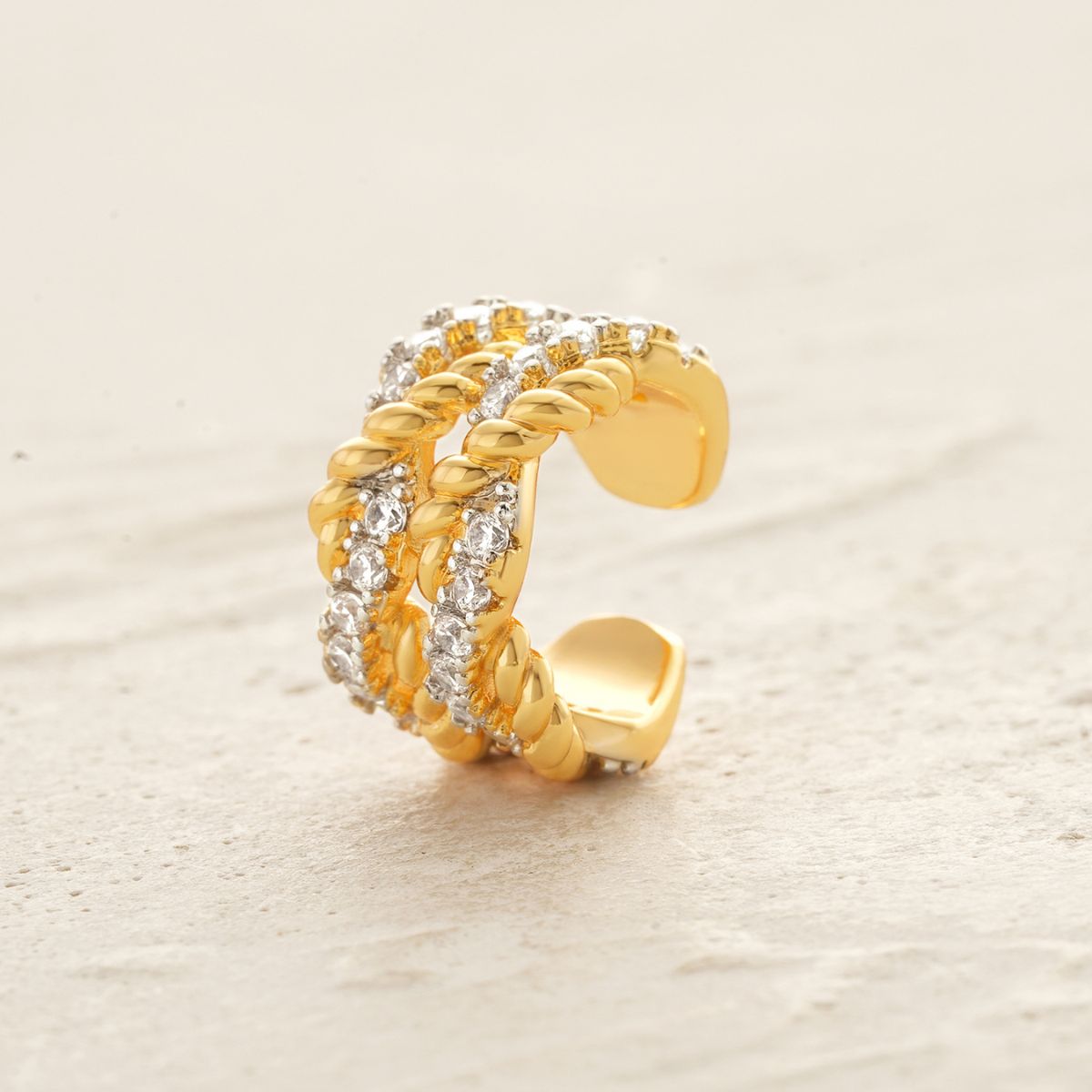 Double Twisted Pave Ear Cuffs