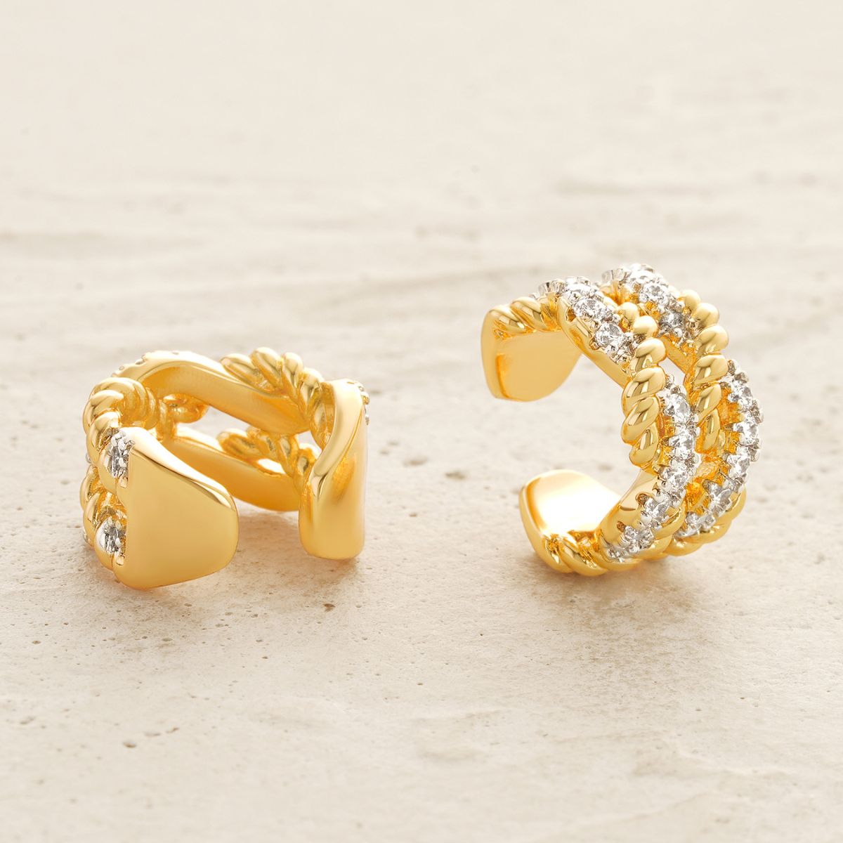 Double Twisted Pave Ear Cuffs