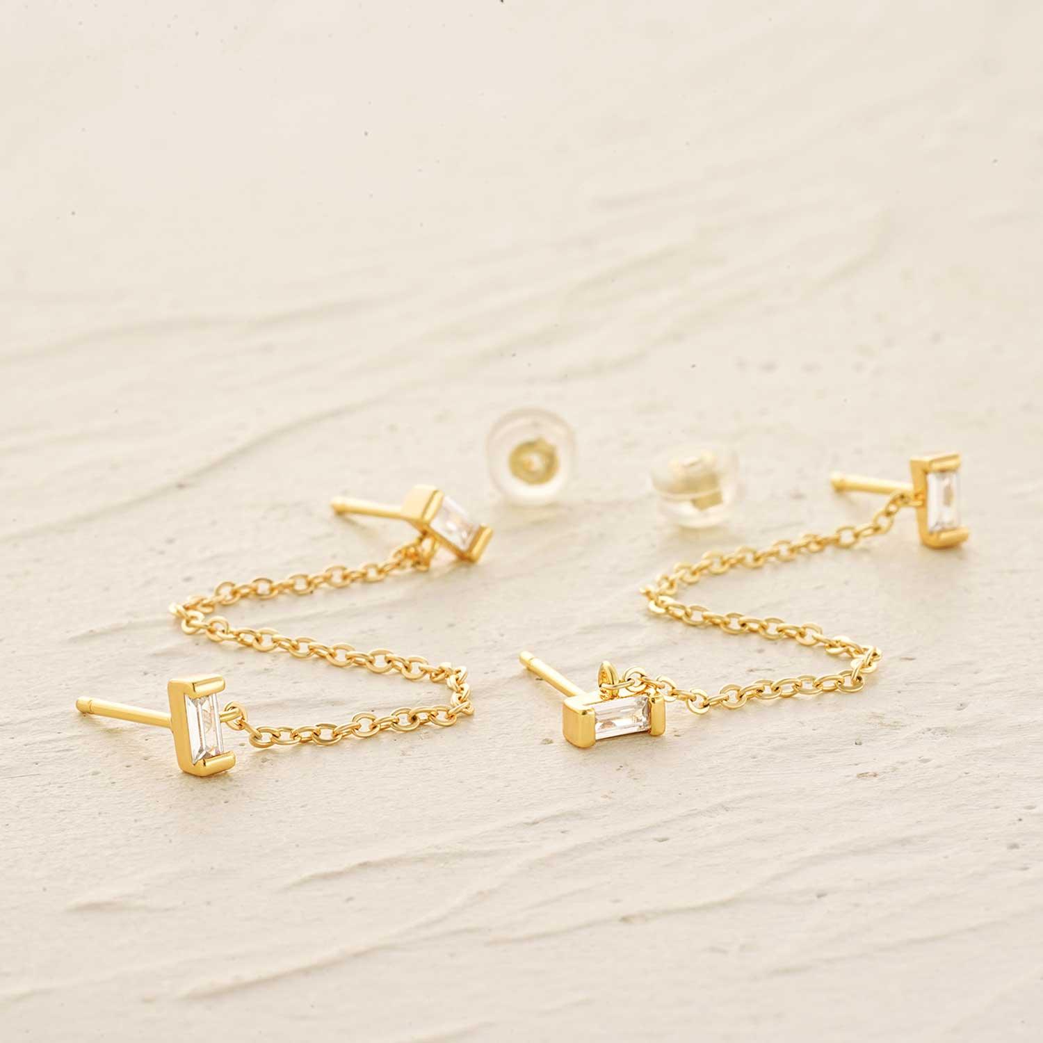 Funky Chain Drop Stud Earrings