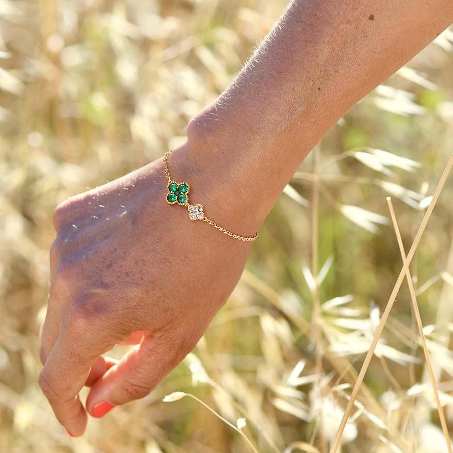 Birthstone Clover Charm Bracelet