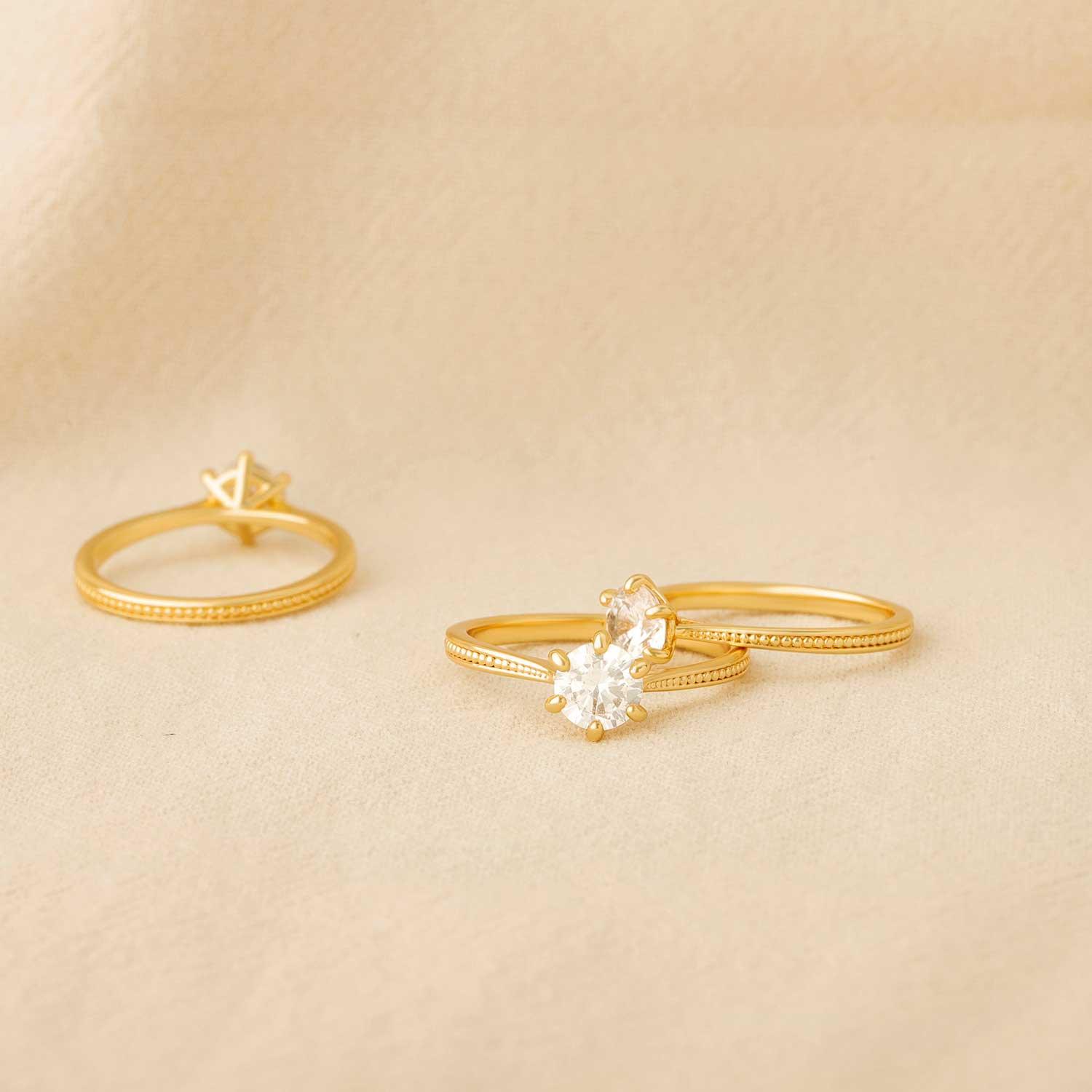Beaded Cubic Zirconia Stacking Ring