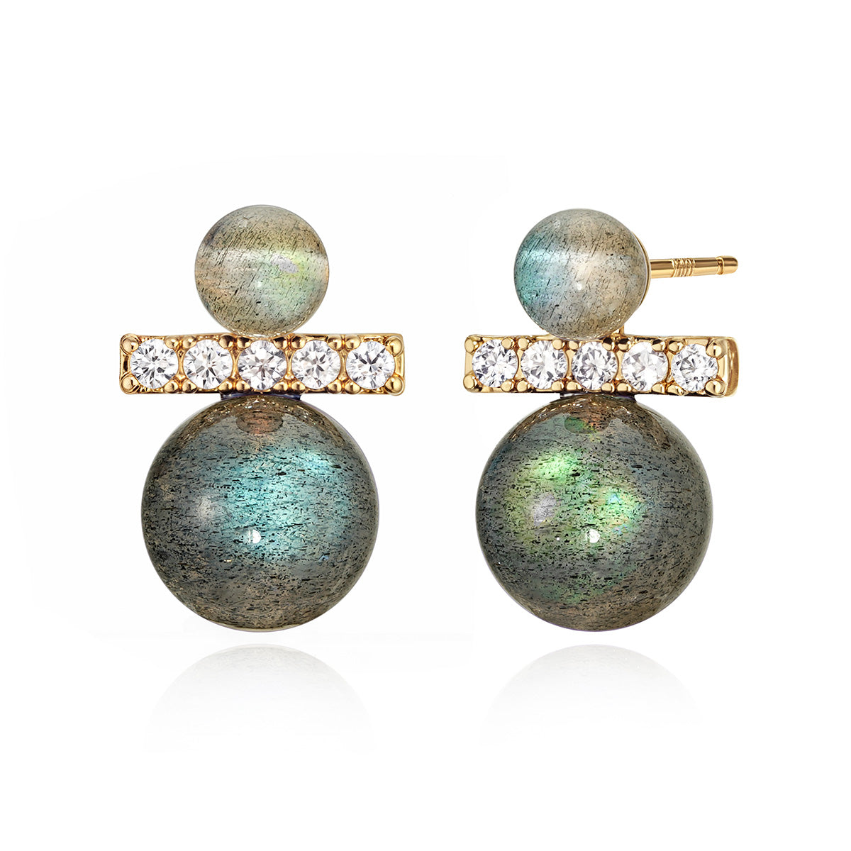 Natural Stone Spherical Stud Earrings