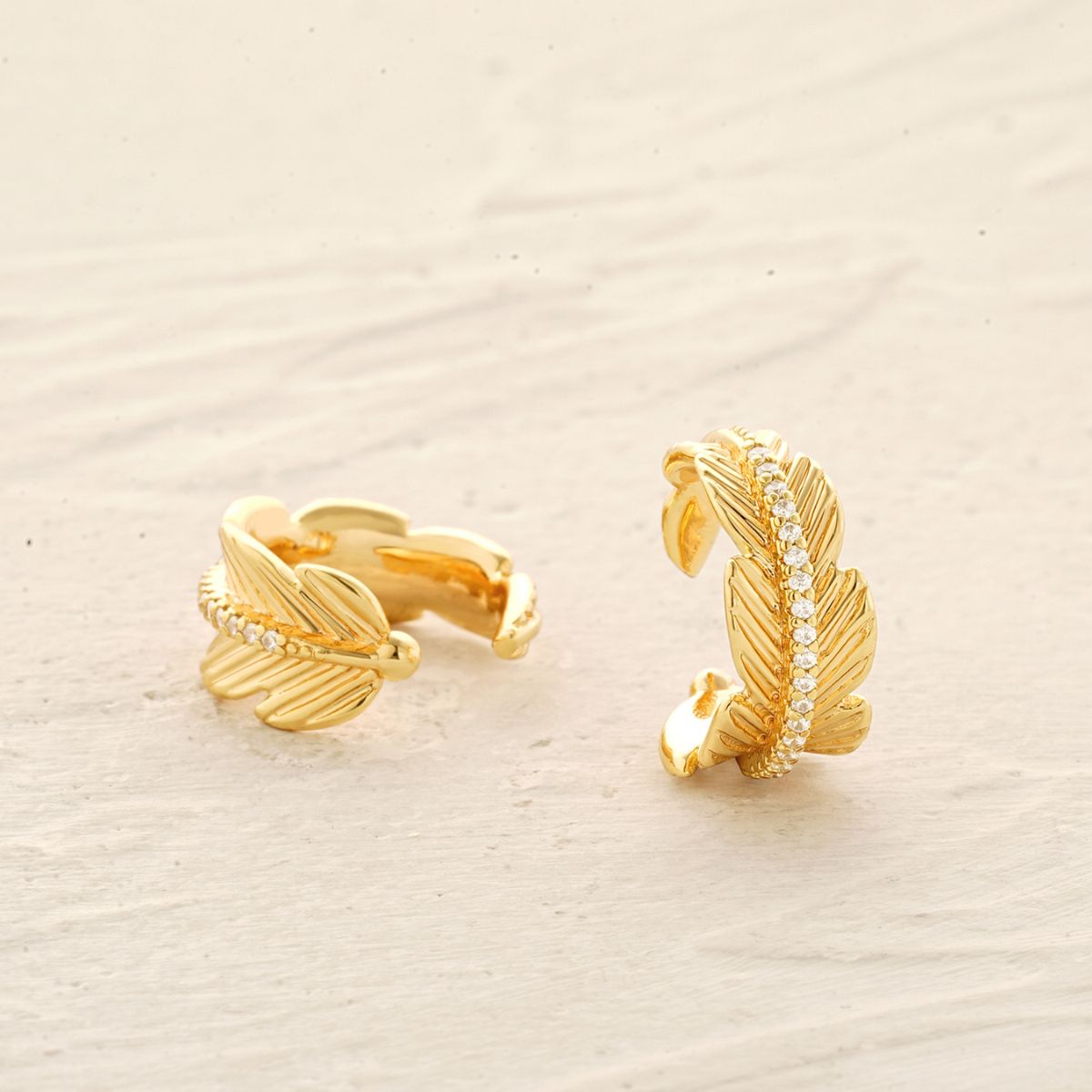 Gold Feather Ear Cuffs