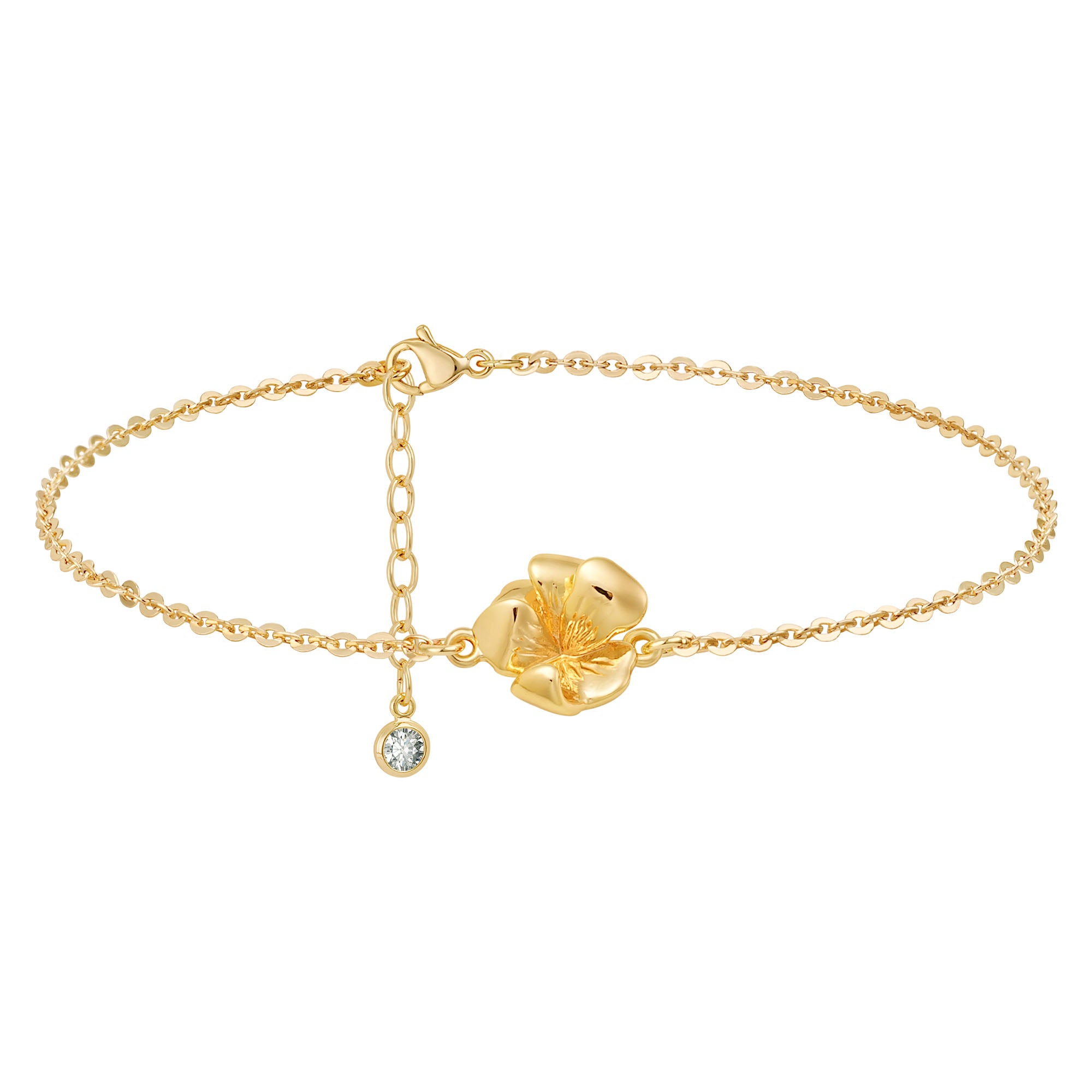 Gold Birth Flower Charm Bracelet