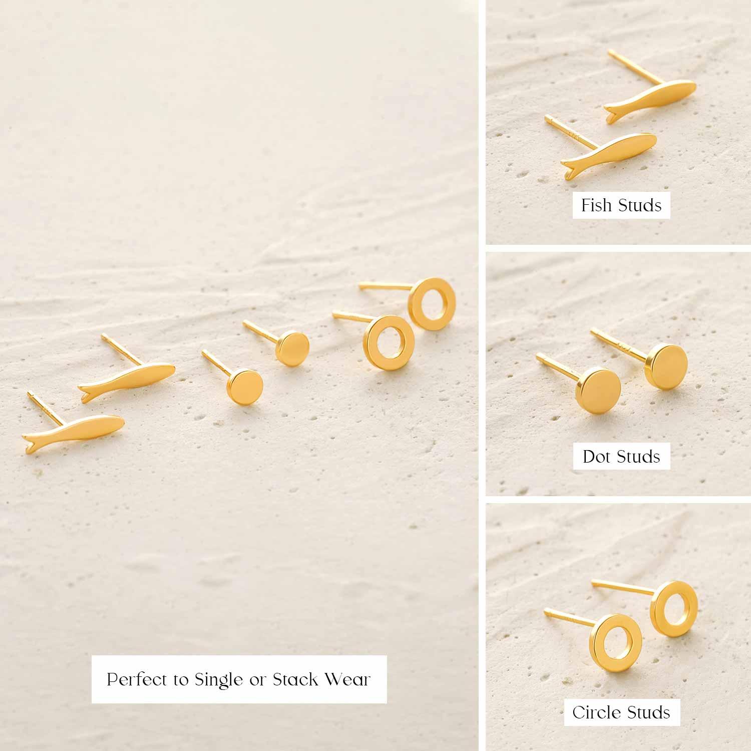 Fish & Spit & Bubbles Stud Earrings Set