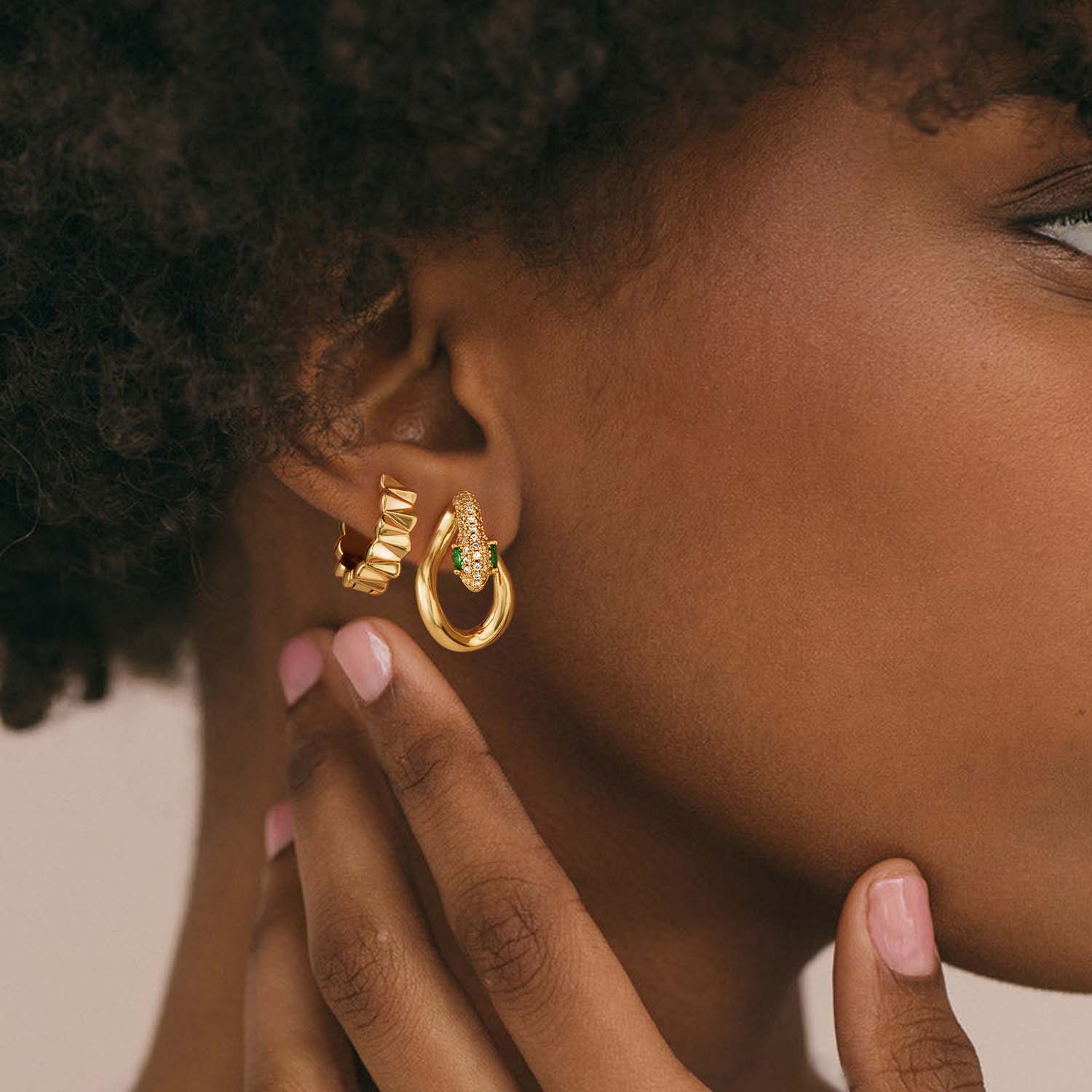 Chunky Frill Huggie Hoop Earrings