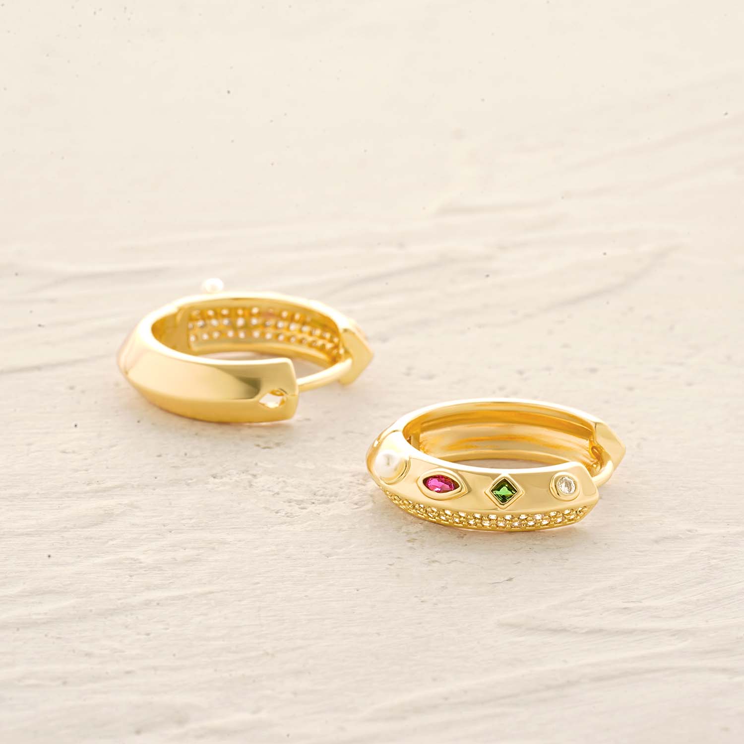 Rainbow Gem Hoop Earrings