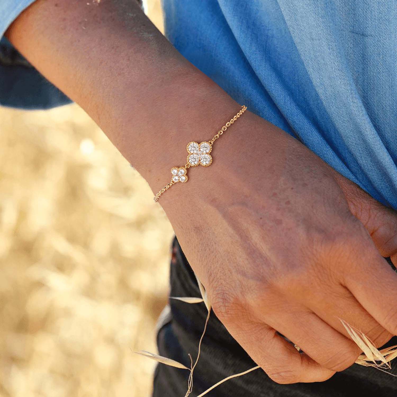 Birthstone Clover Charm Bracelet