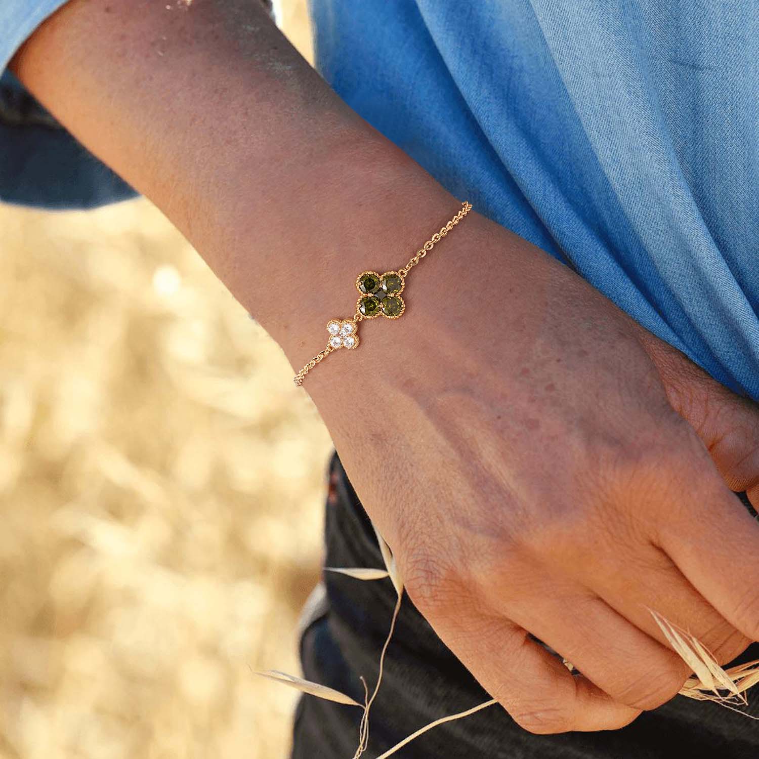 Birthstone Clover Charm Bracelet