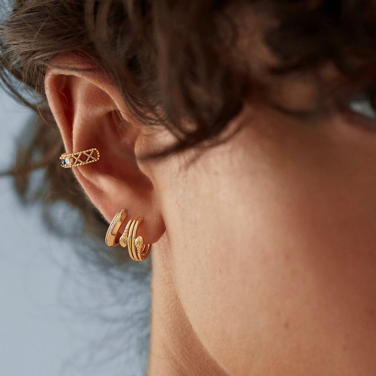 Blue Beaded CZ Ear Cuff