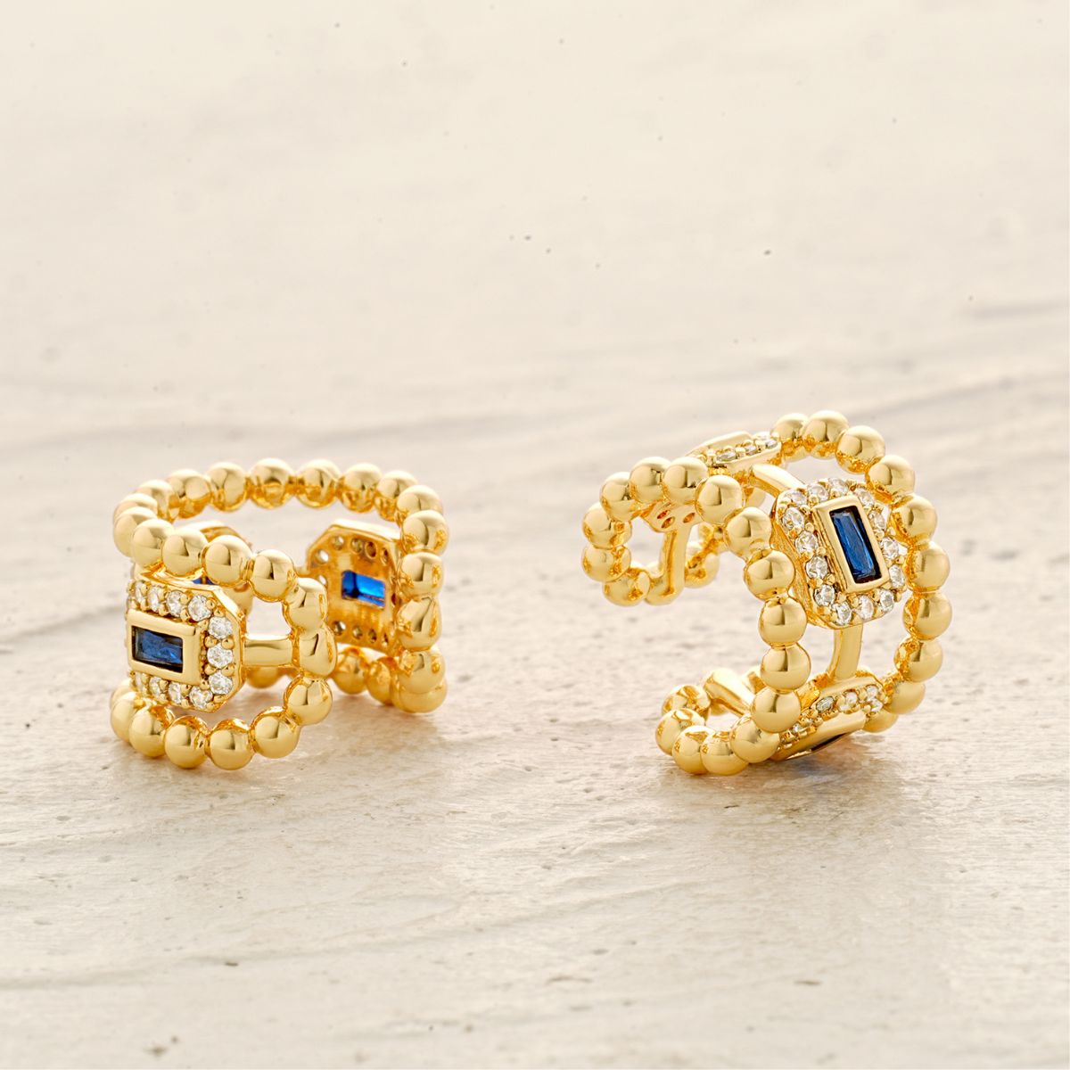 Gold Beaded Band Ear Cuffs