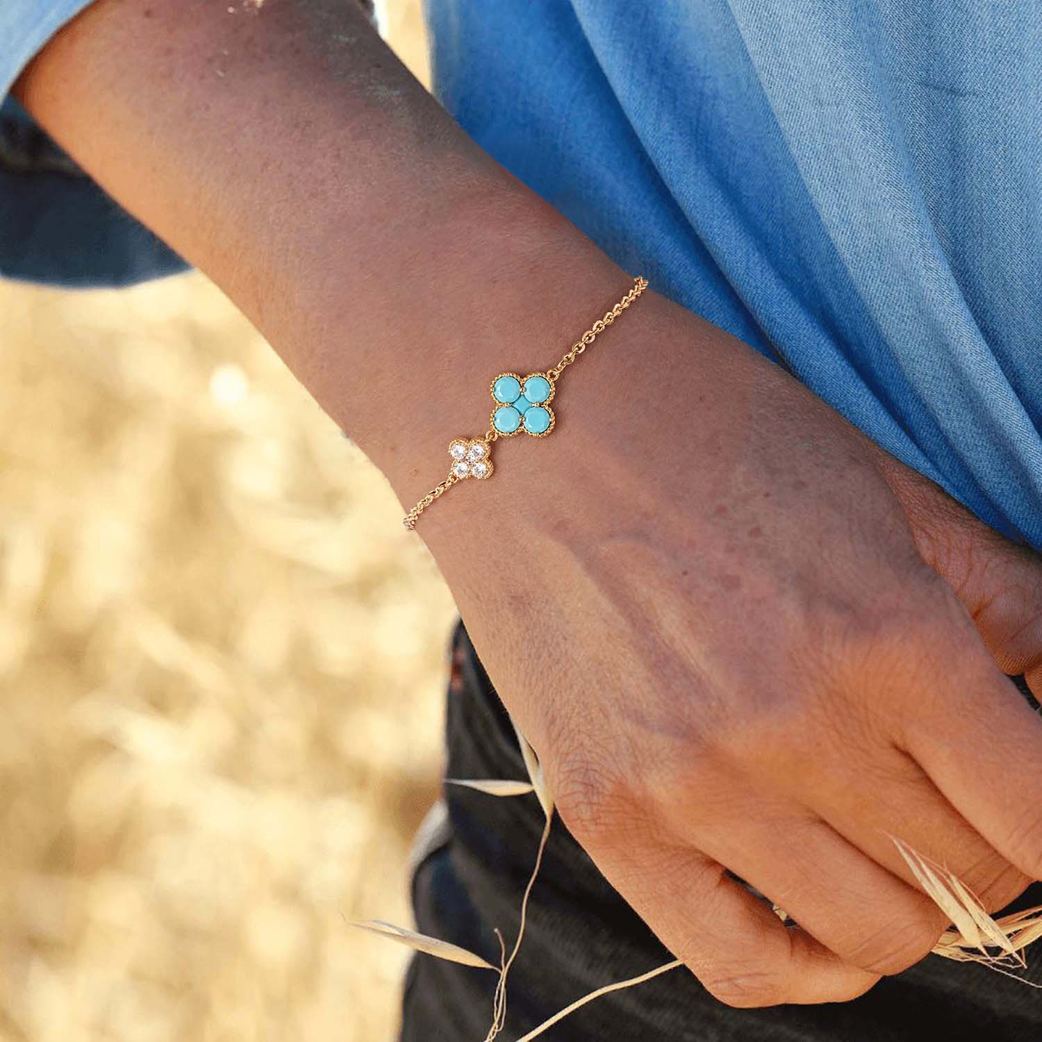 Birthstone Clover Charm Bracelet