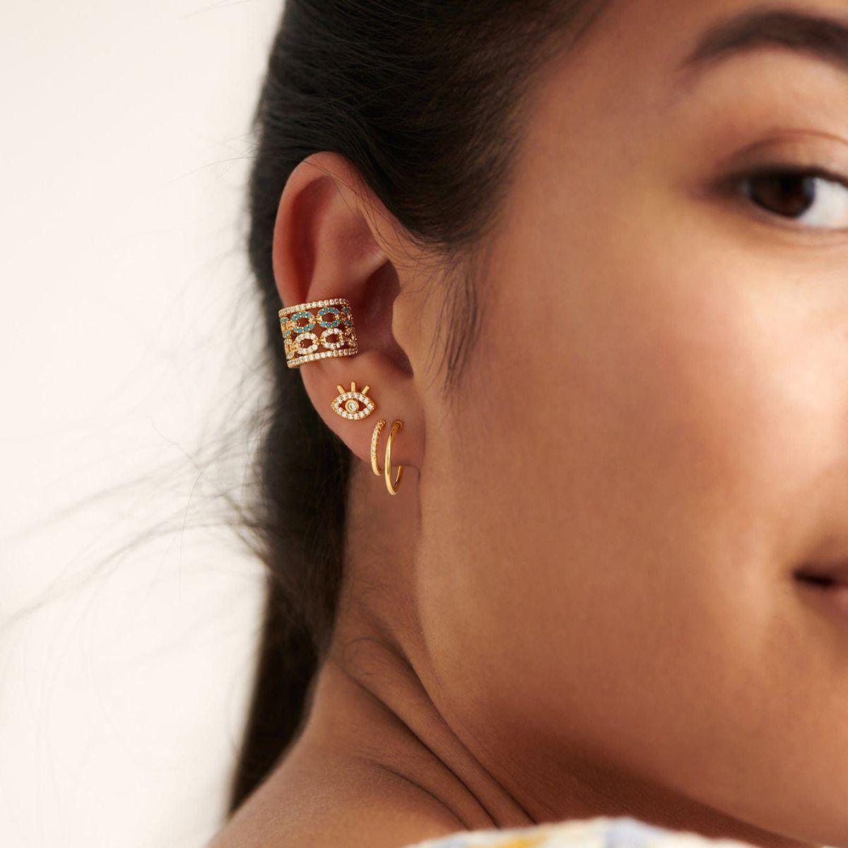 Turquoise Double Chain Ear Cuffs