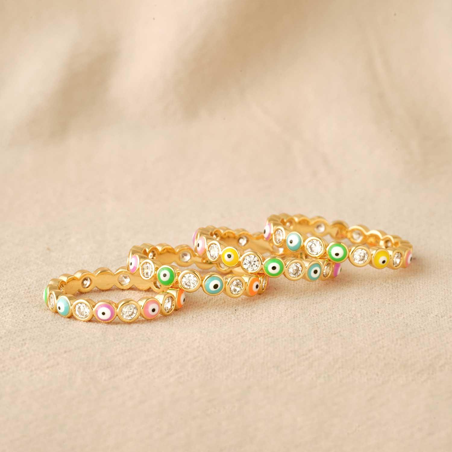 Rainbow CZ Evil Eye Ring