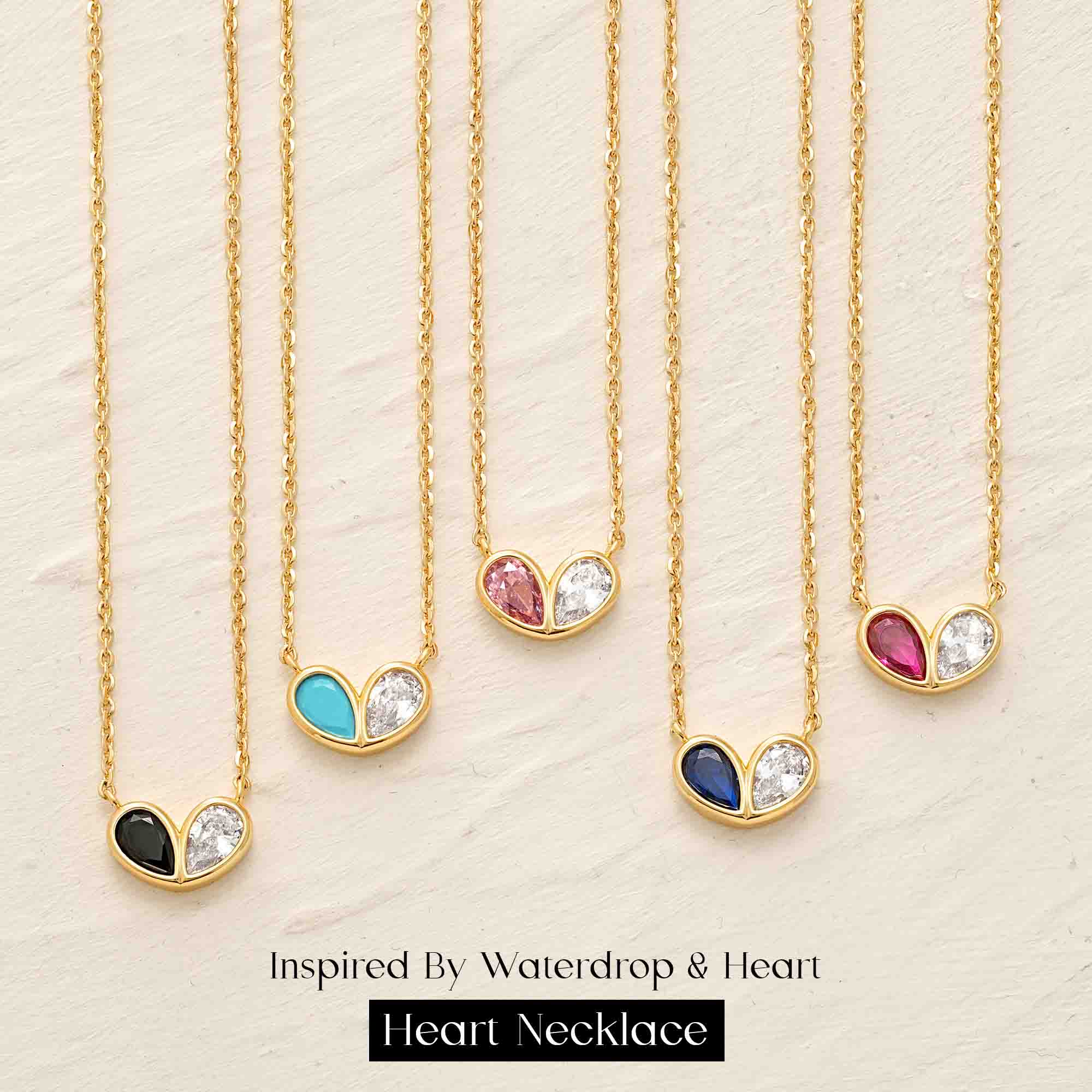 Heart Twe Stone Necklace