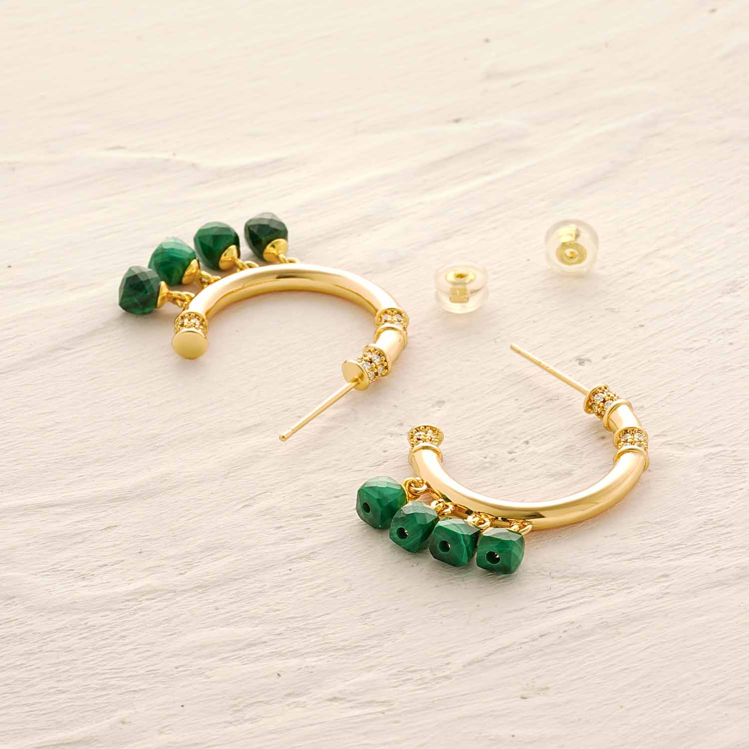 Gemstone Dangle Open Hoop Earrings