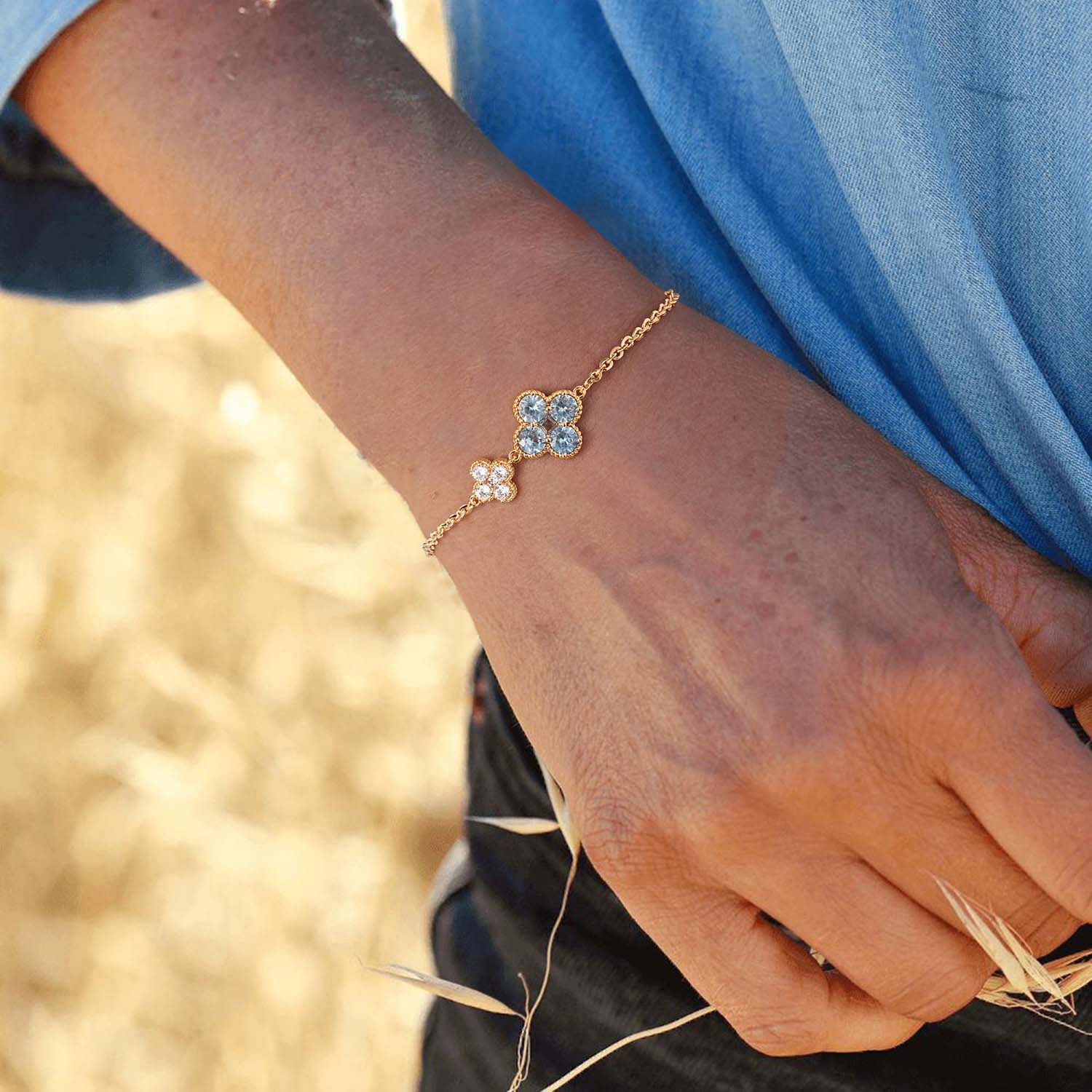 Birthstone Clover Charm Bracelet