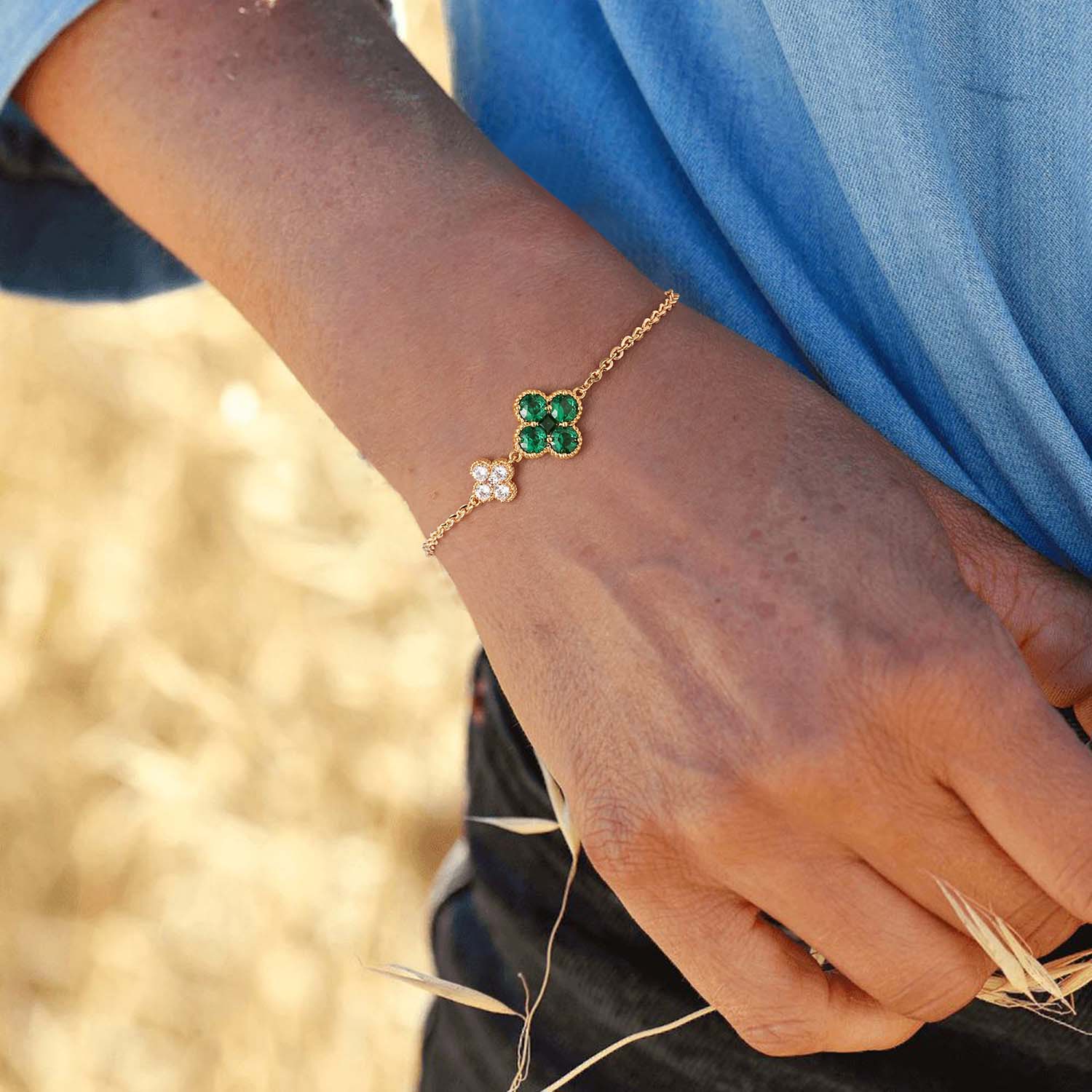Birthstone Clover Charm Bracelet