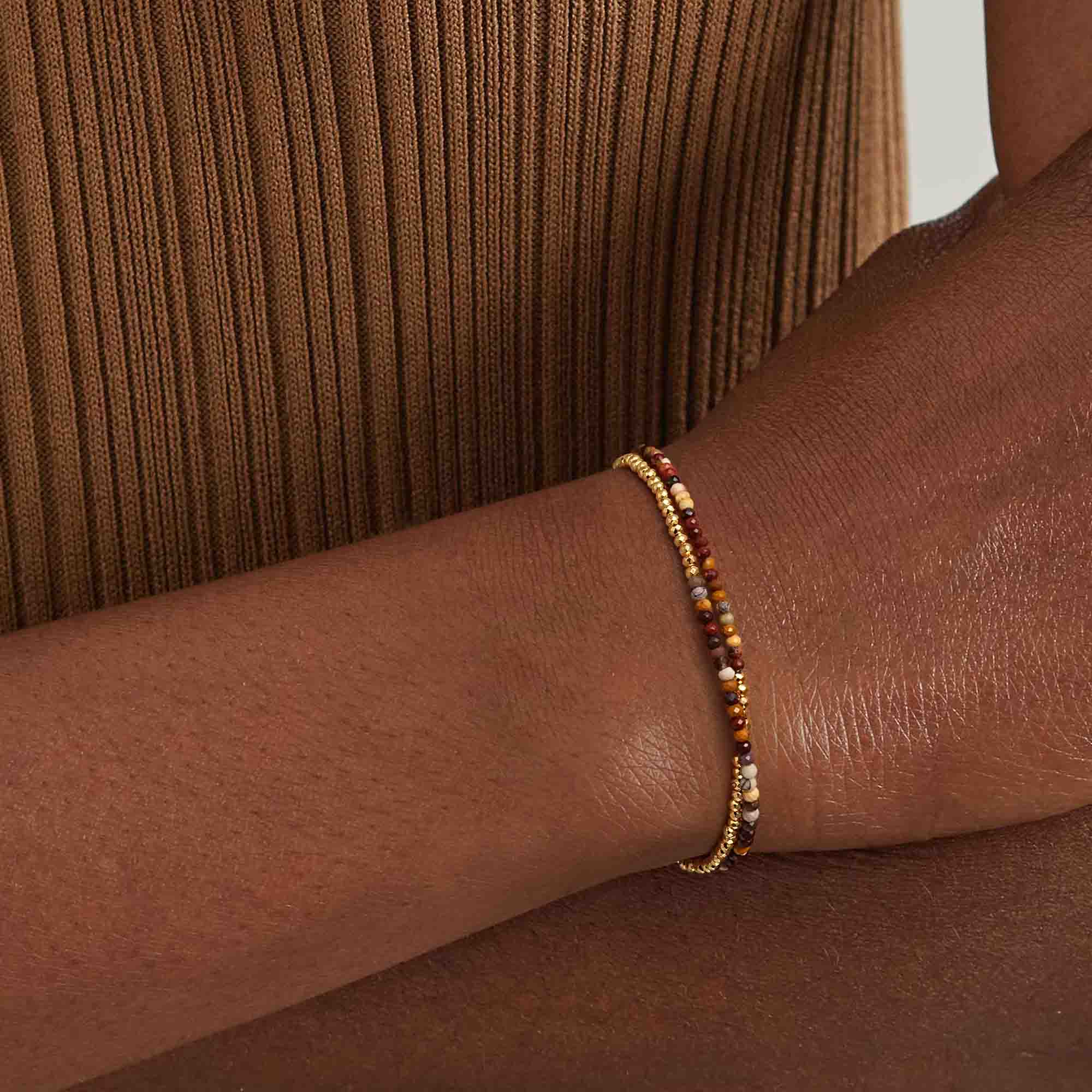 Adjustable Double Layer Beaded Bracelet