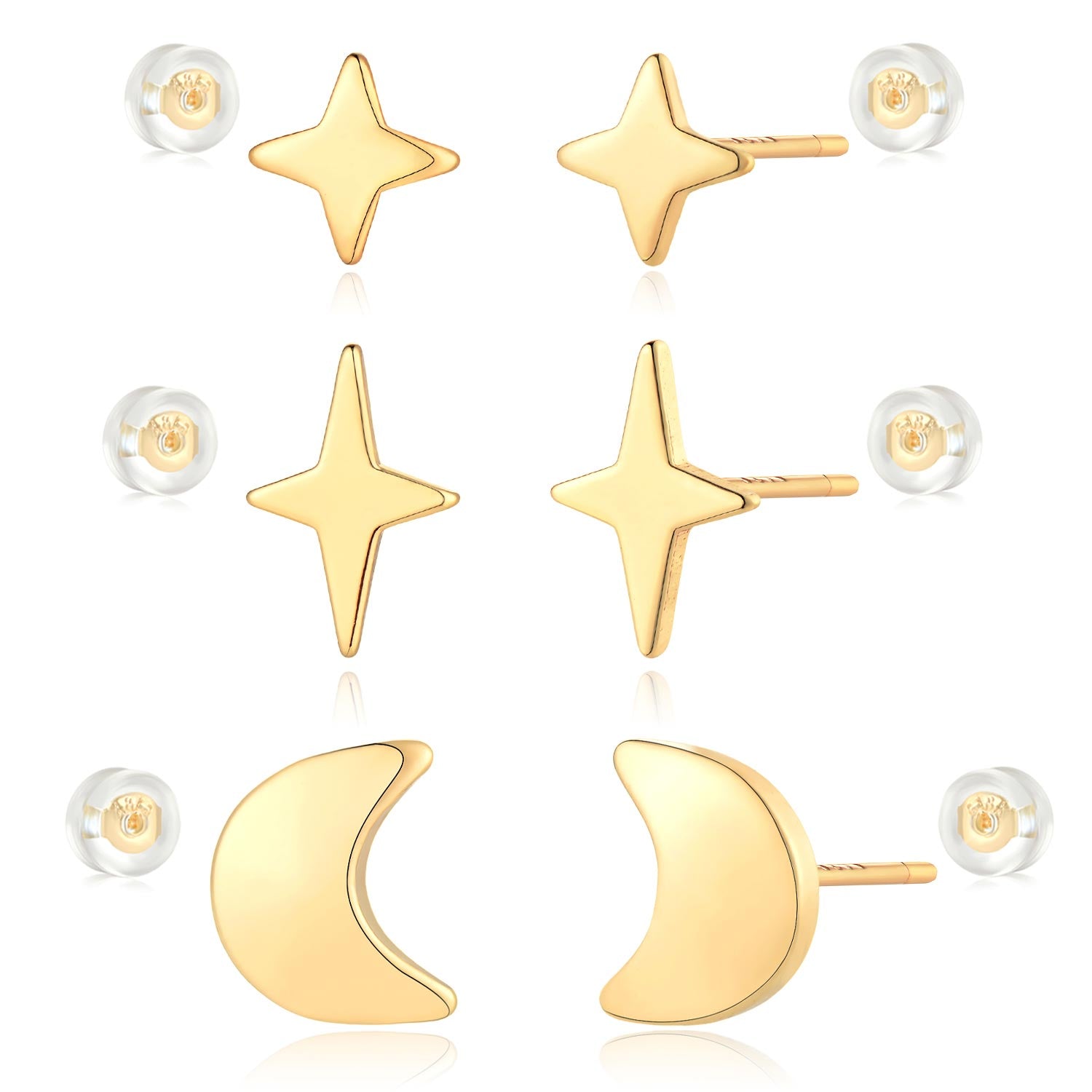 Moon & Stars Stud Earrings Set