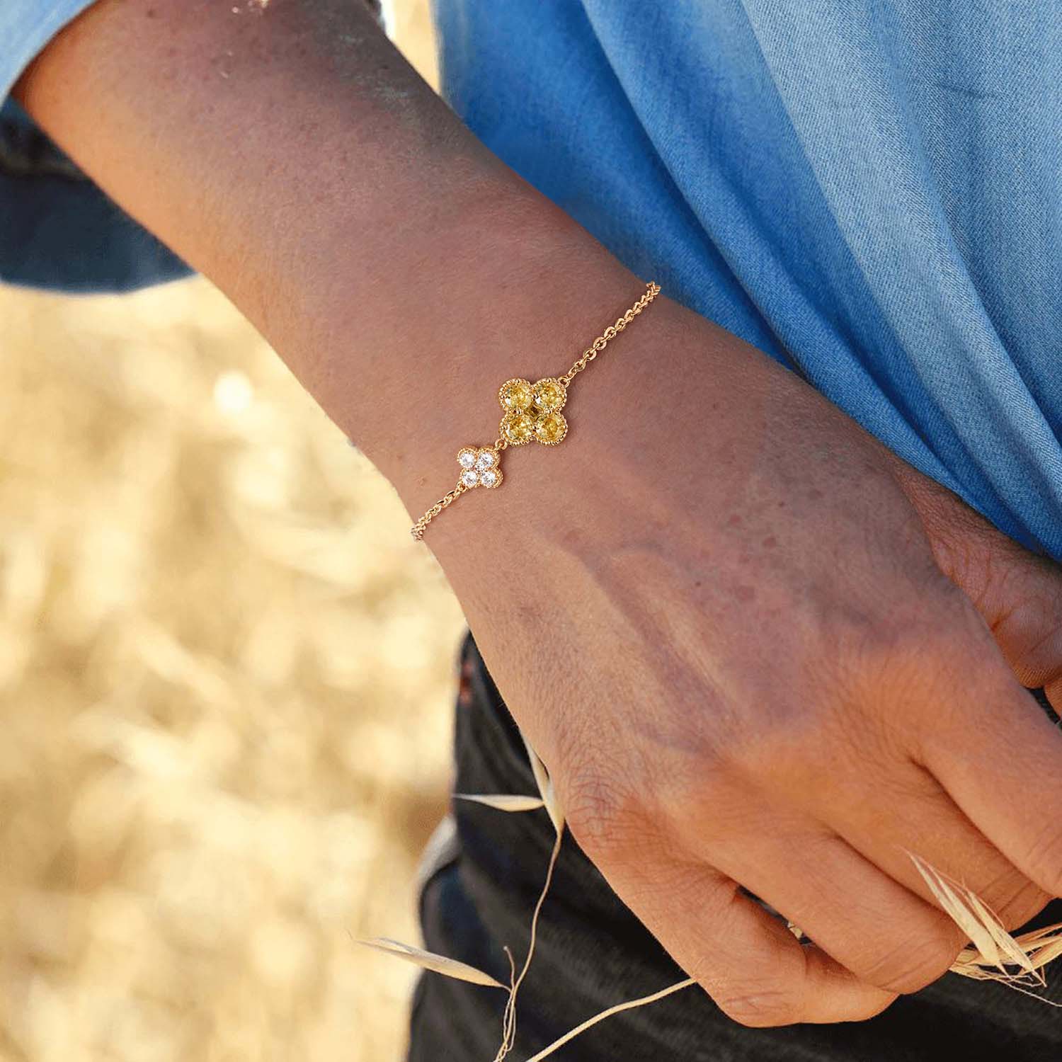 Birthstone Clover Charm Bracelet
