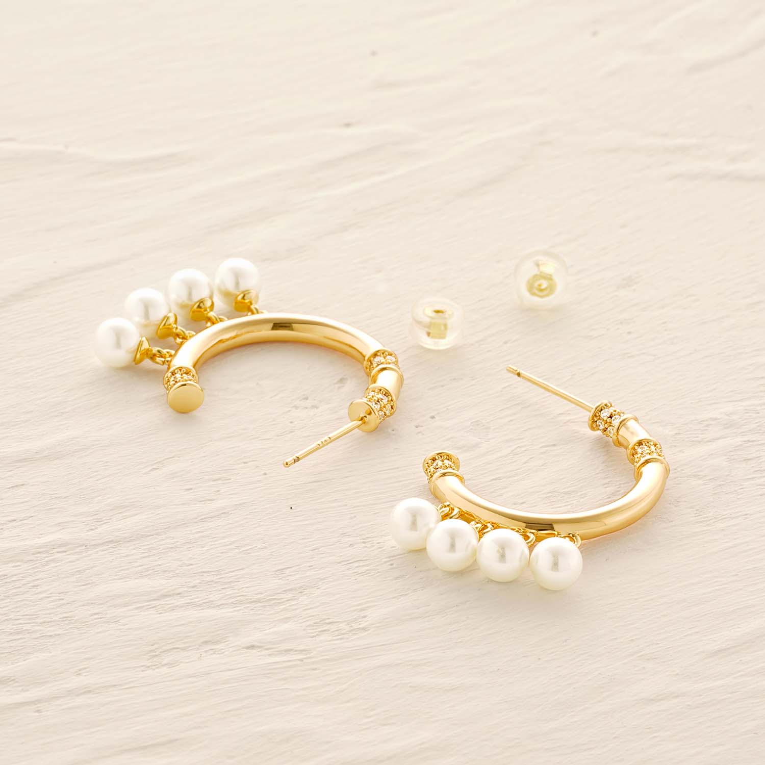 Gemstone Dangle Open Hoop Earrings