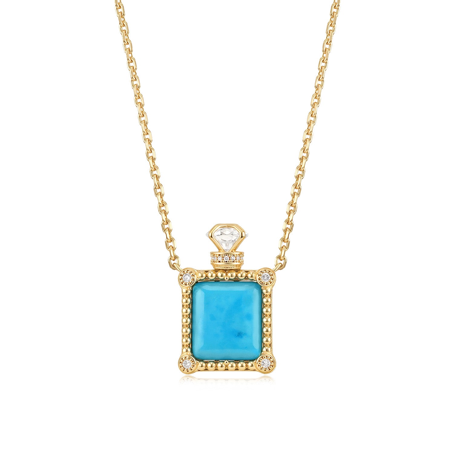 Gold Perfume Bottle Pendant Necklace