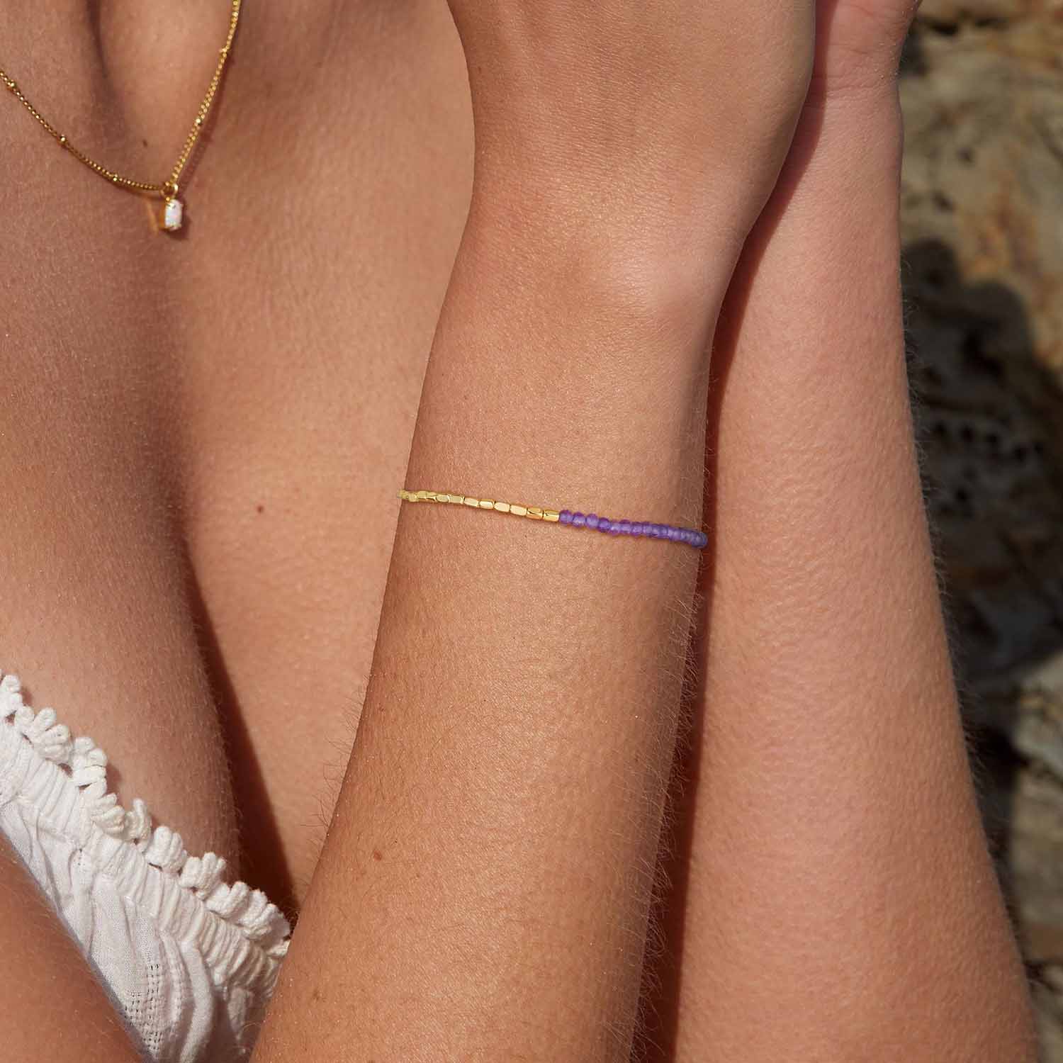 Beaded Chain Gem Bracelet