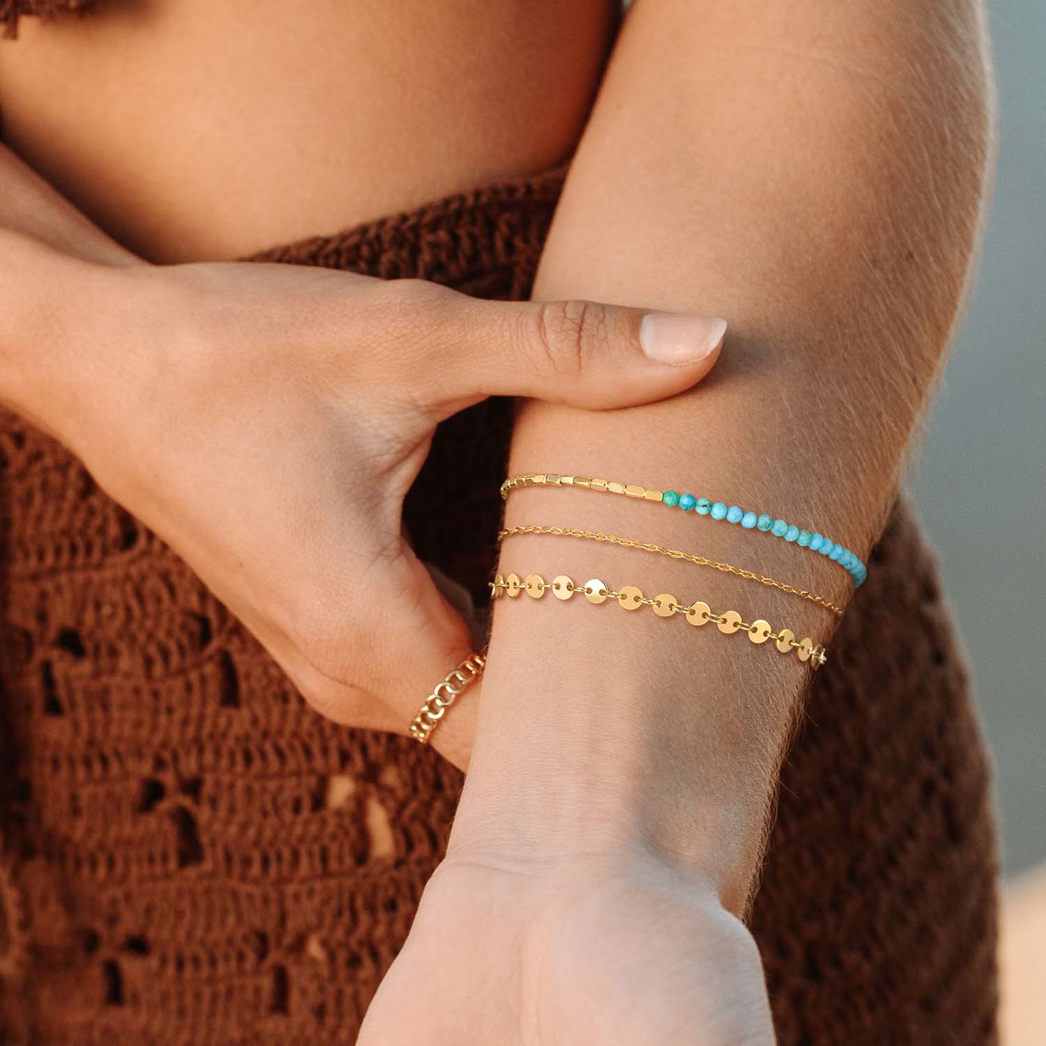 Beaded Chain Gem Bracelet