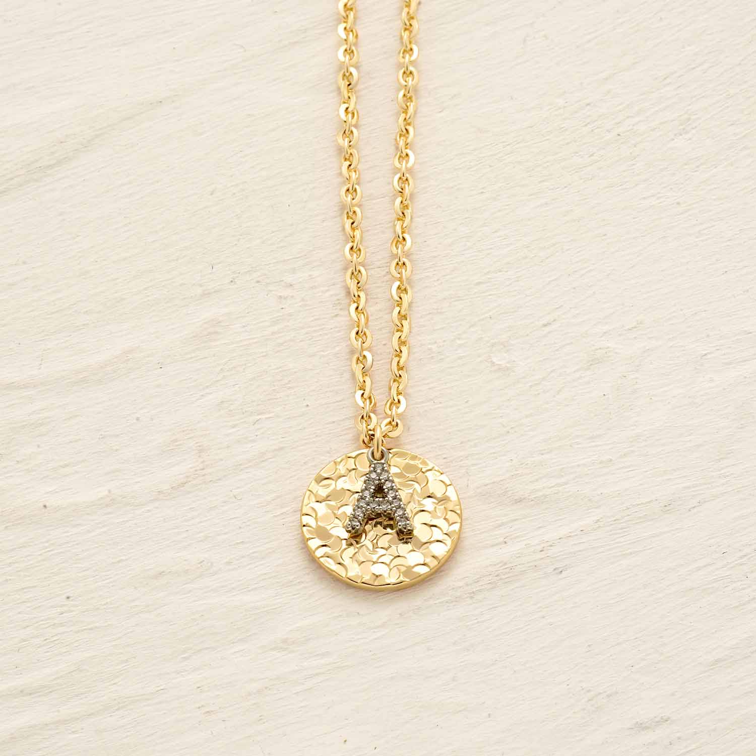 Hammered Crushed Ice Initial Pendant Necklace