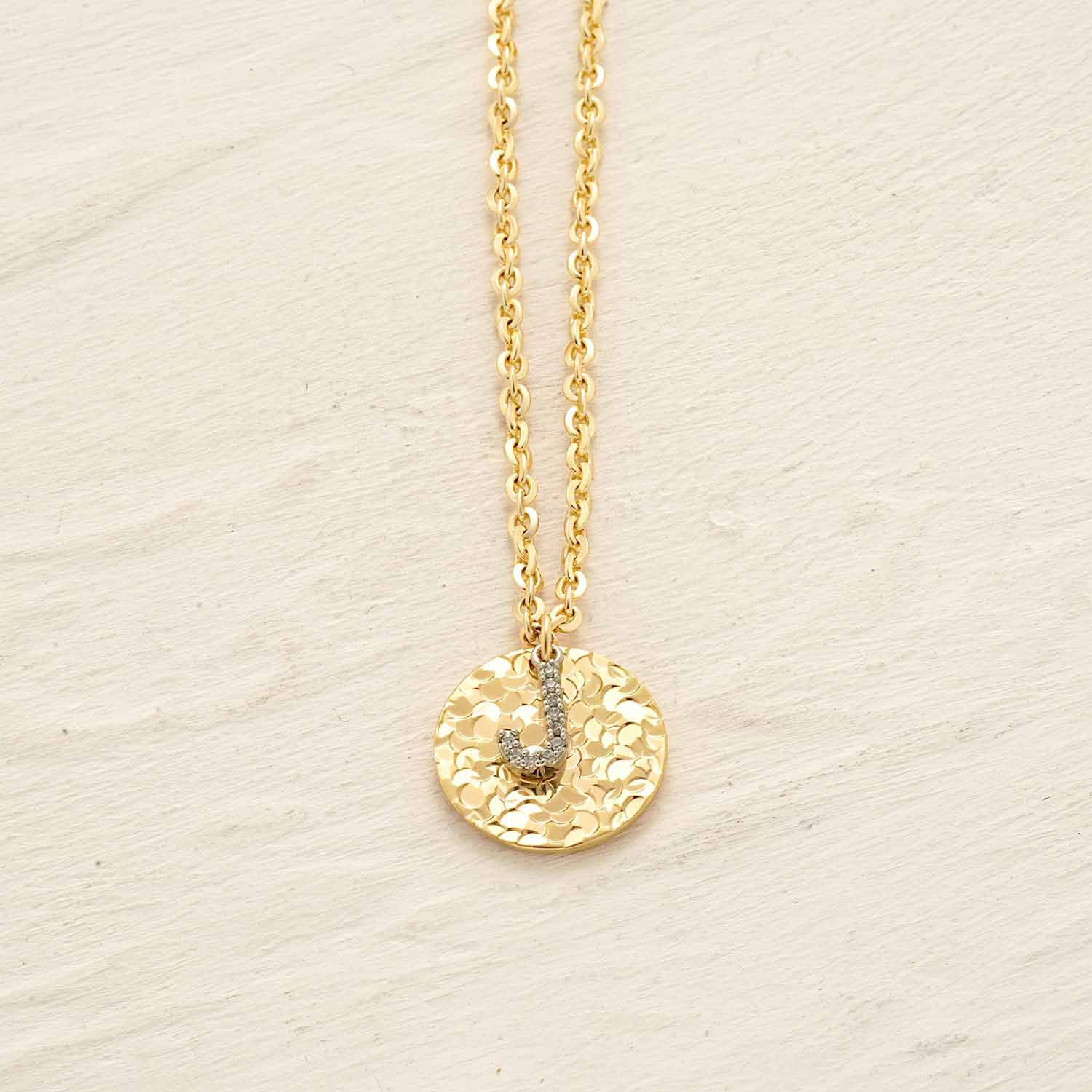 Hammered Crushed Ice Initial Pendant Necklace