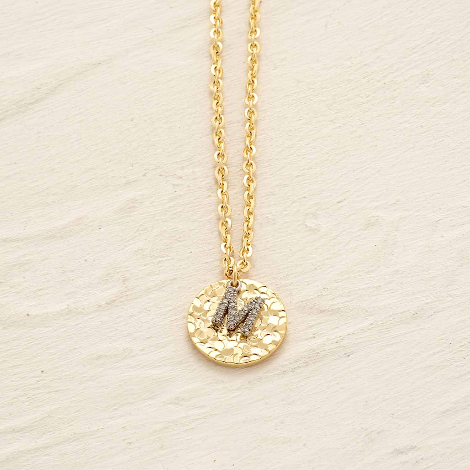 Hammered Crushed Ice Initial Pendant Necklace