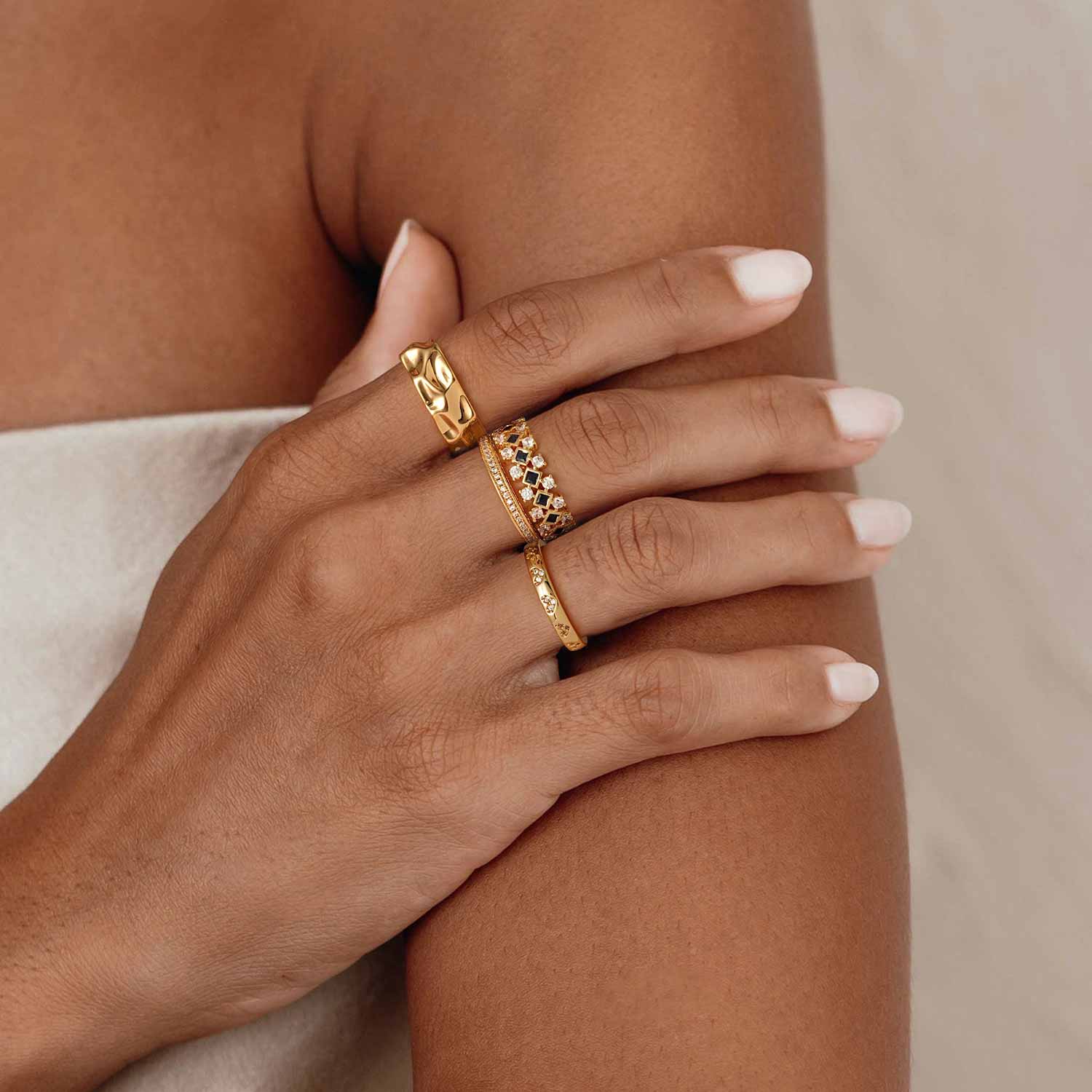 Gold Hammered Stack Ring