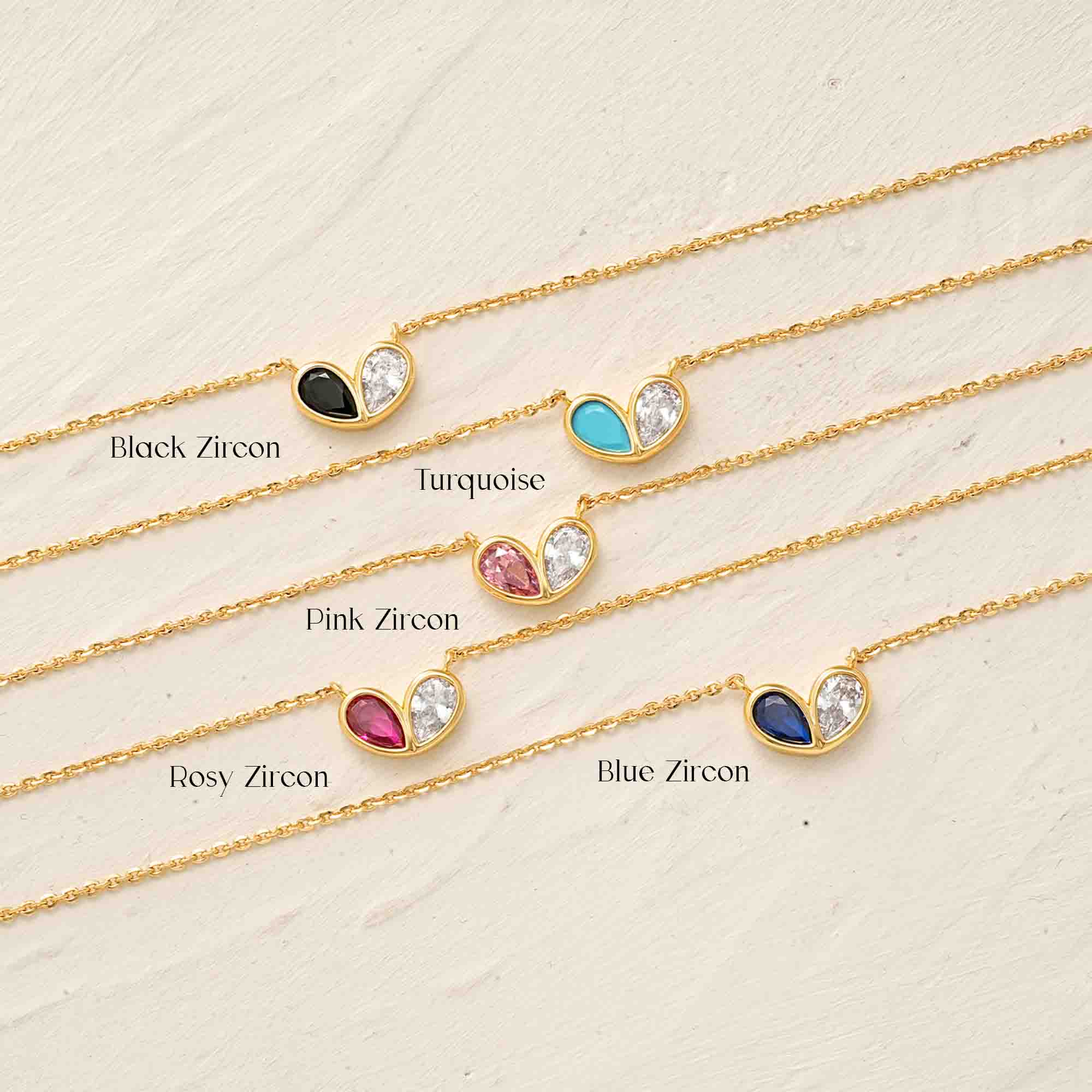 Heart Twe Stone Necklace