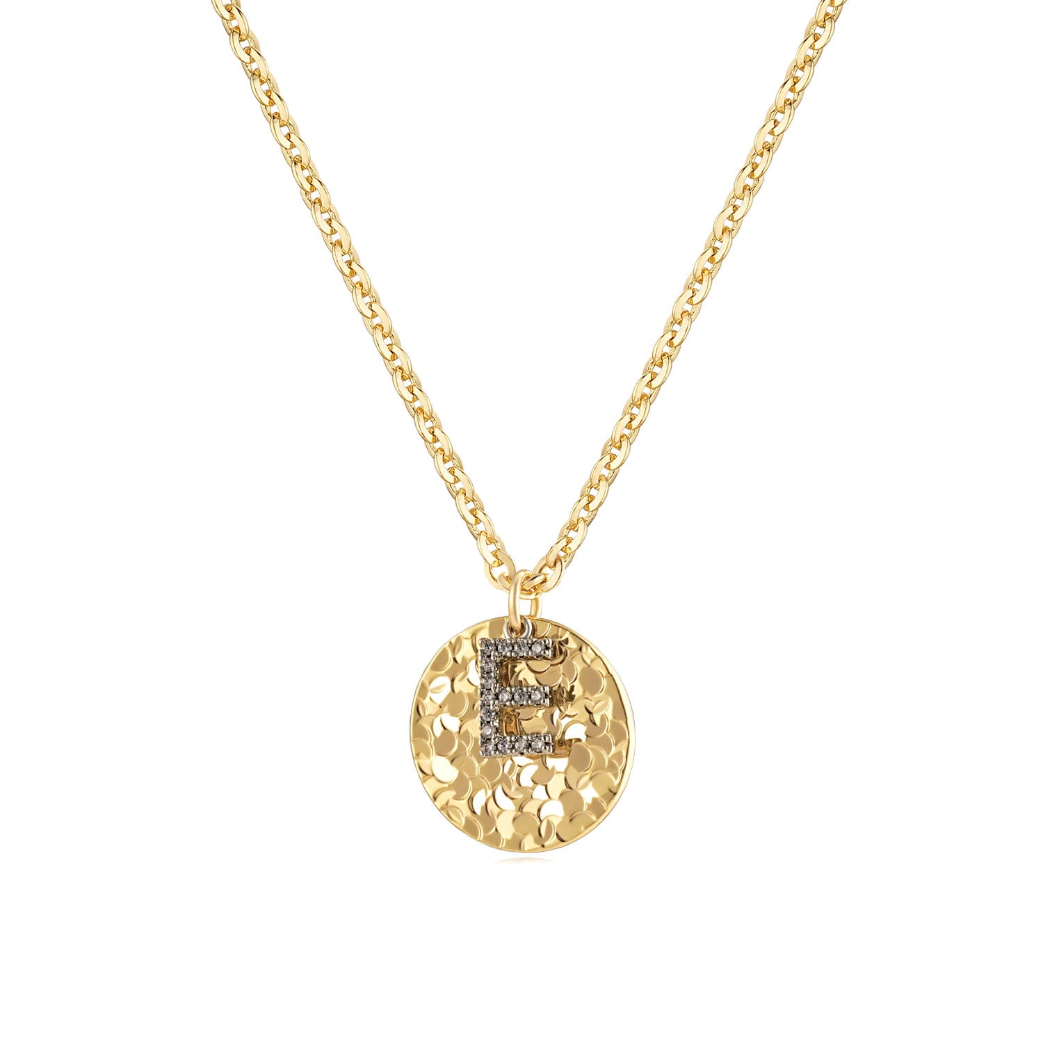 Hammered Crushed Ice Initial Pendant Necklace