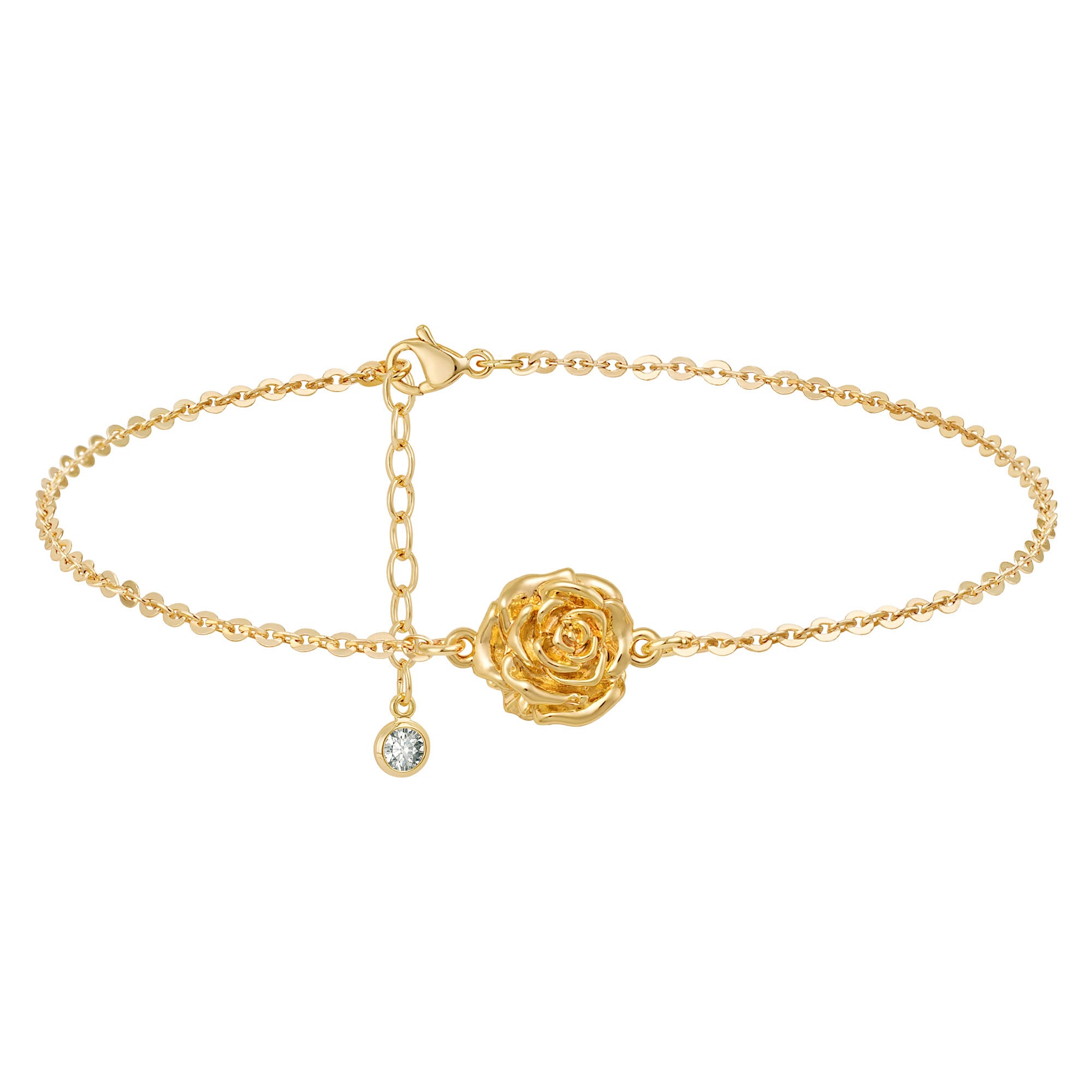 Gold Birth Flower Charm Bracelet