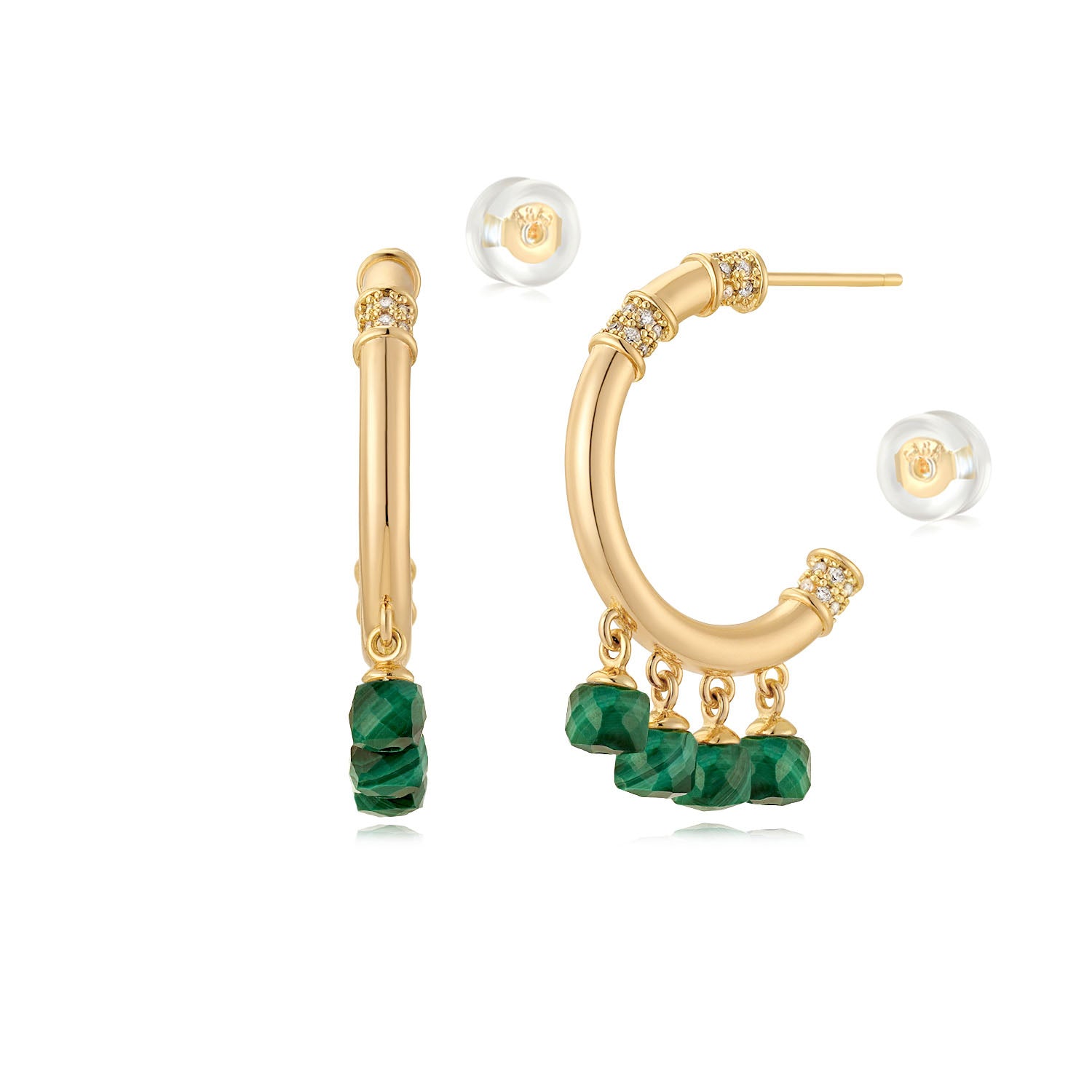 Gemstone Dangle Open Hoop Earrings