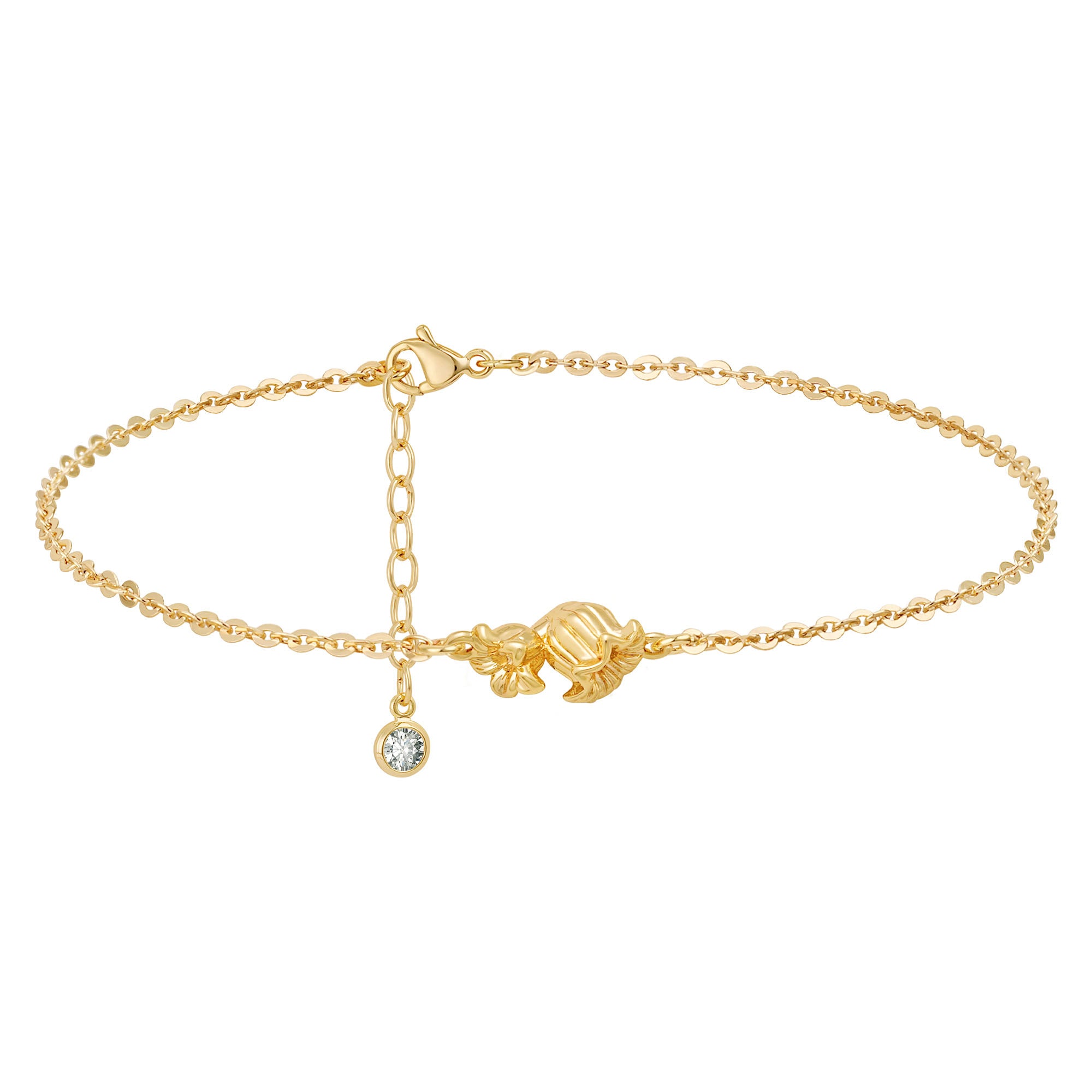 Gold Birth Flower Charm Bracelet