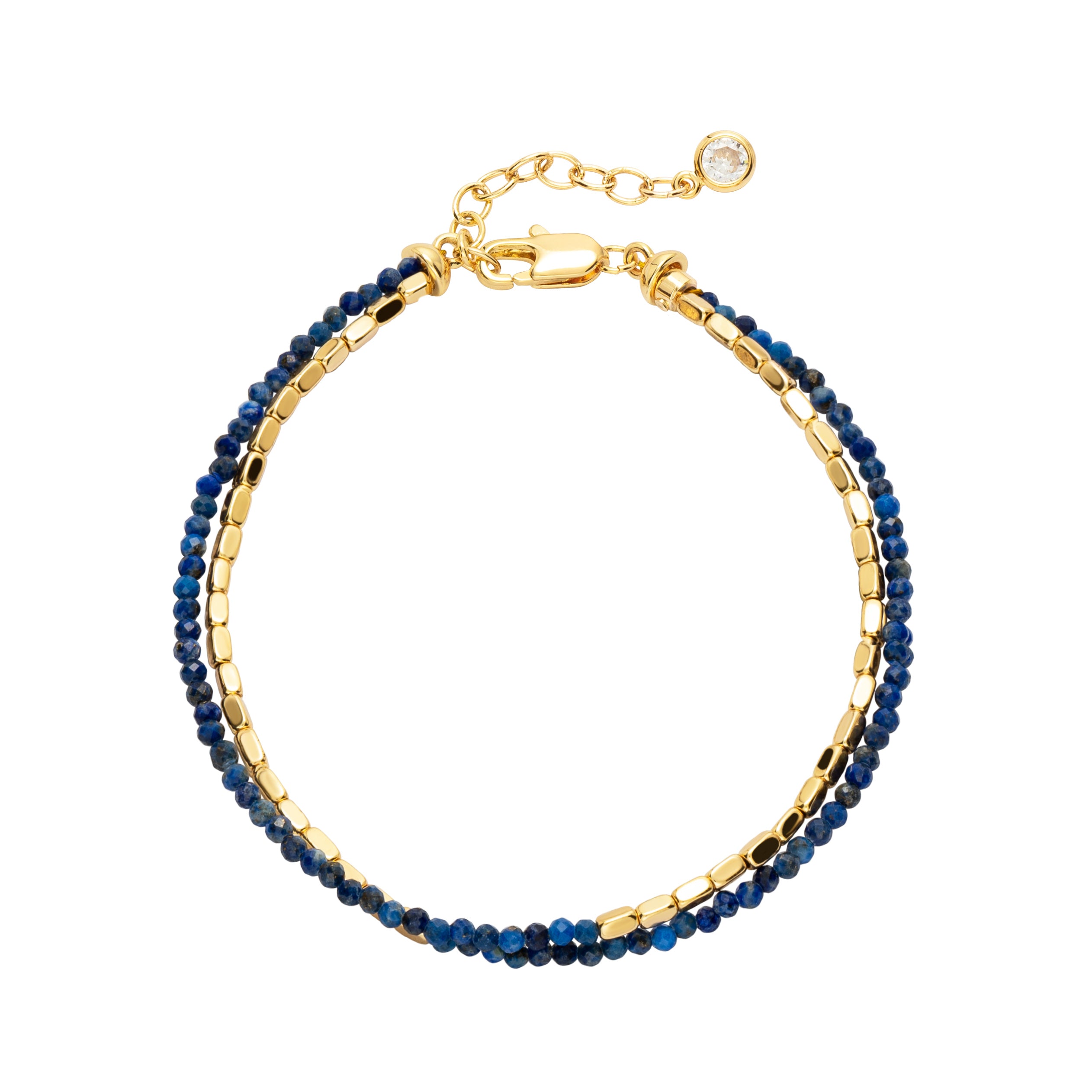 Black Onyx Square Beaded Double-Layer Bracelet