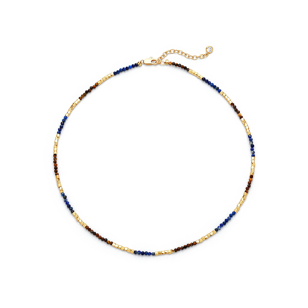 Gold Beaded Choker Natural Stone Necklace