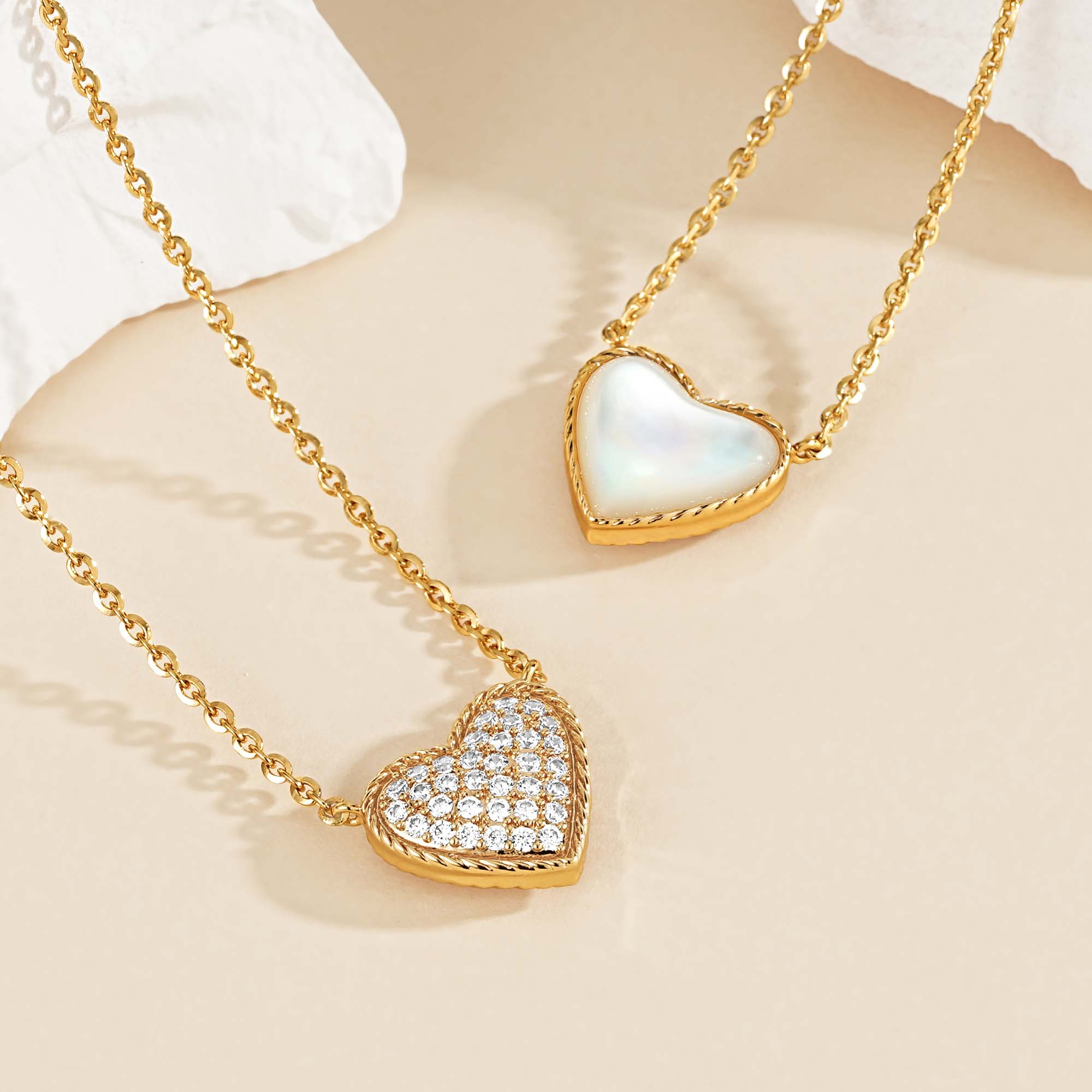Gold Natural Stone Heart Necklace