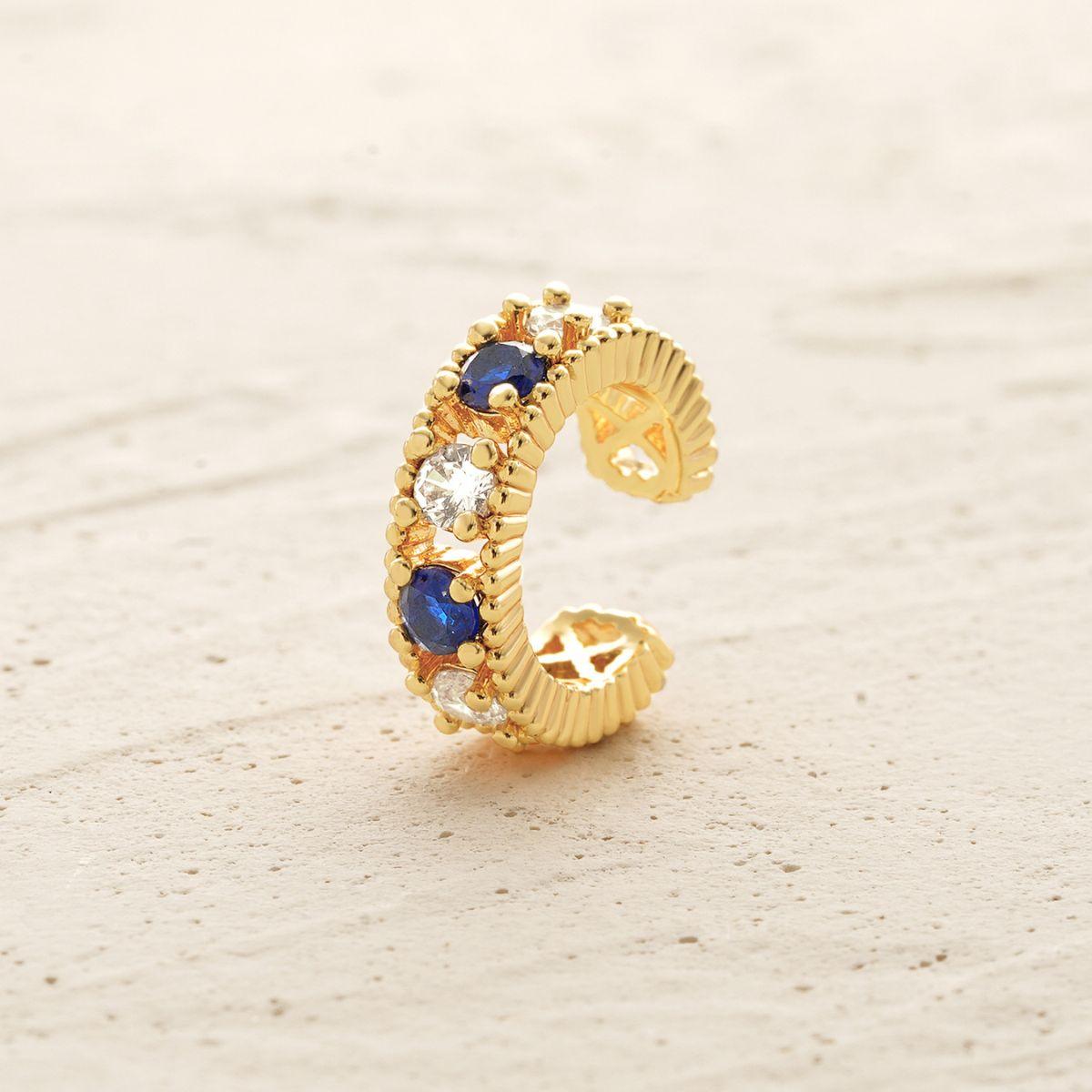 Blue Beaded CZ Ear Cuff