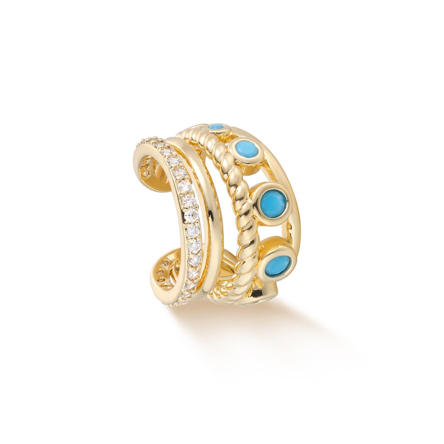 Triple Hoop Turquoise Ear Cuffs
