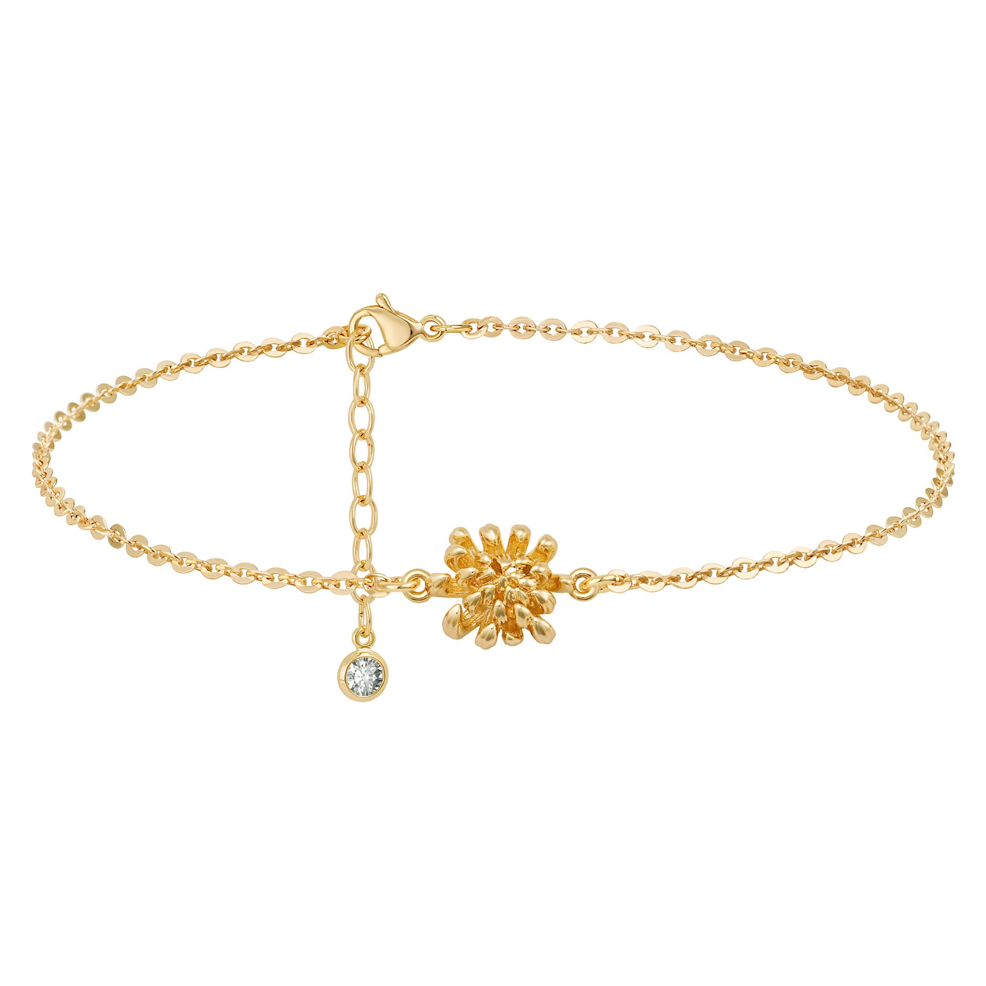 Gold Birth Flower Charm Bracelet