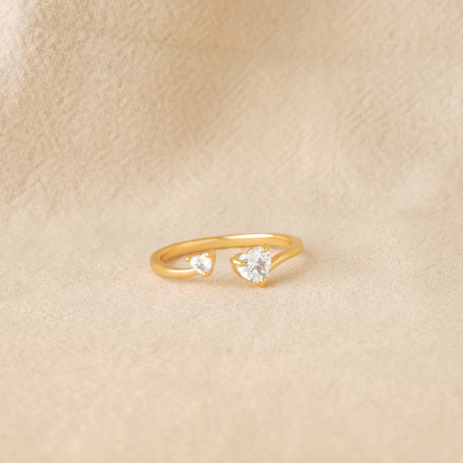 Cubic Zirconia Heart Open Ring