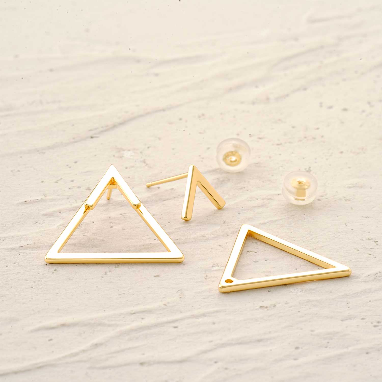 Open Triangle Stud Earrings Gold