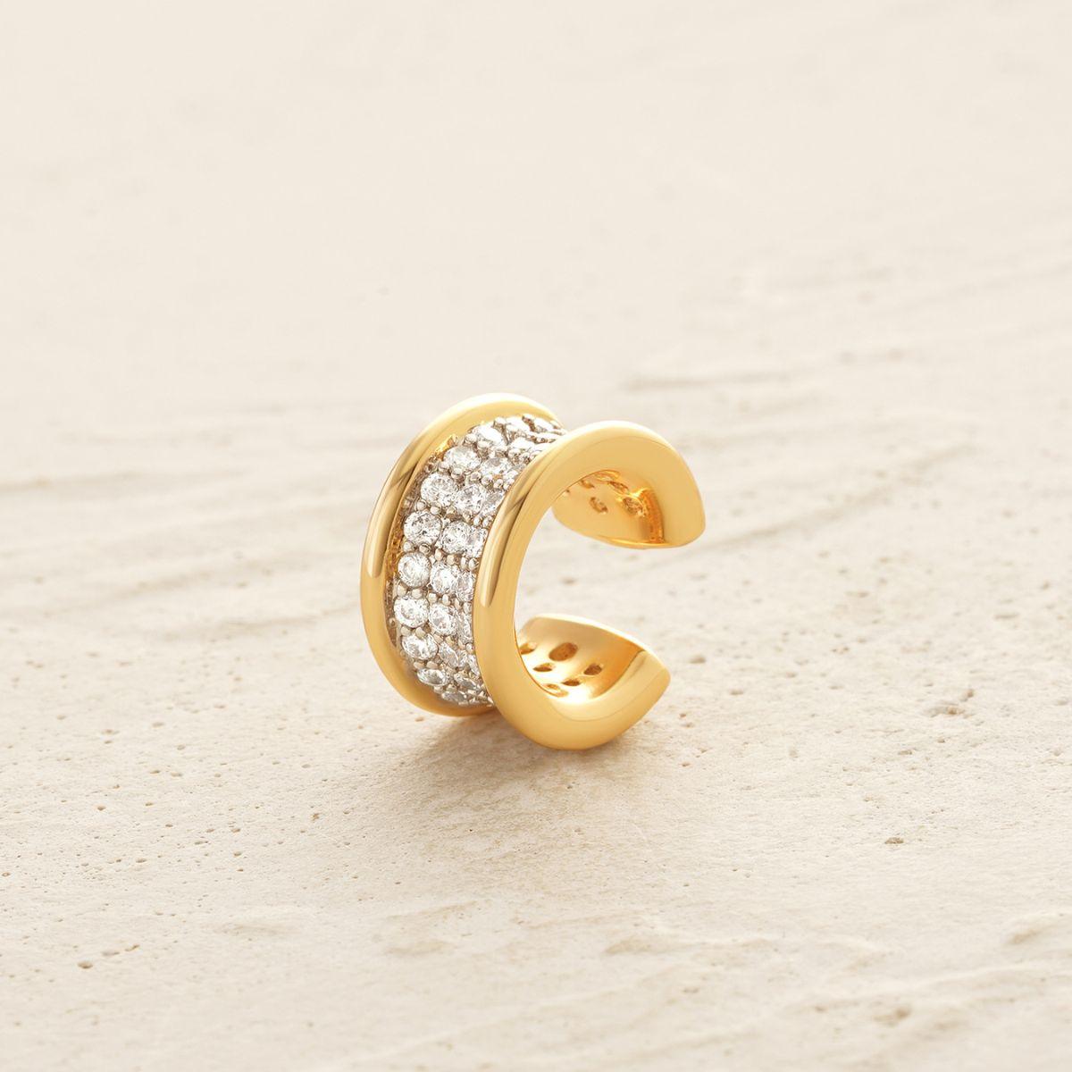 Detailed view of MYEARS® Trough Pave Ear Cuff, showcasing gold pave craftsmanship, perfect for women’s everyday fashion or as a gift