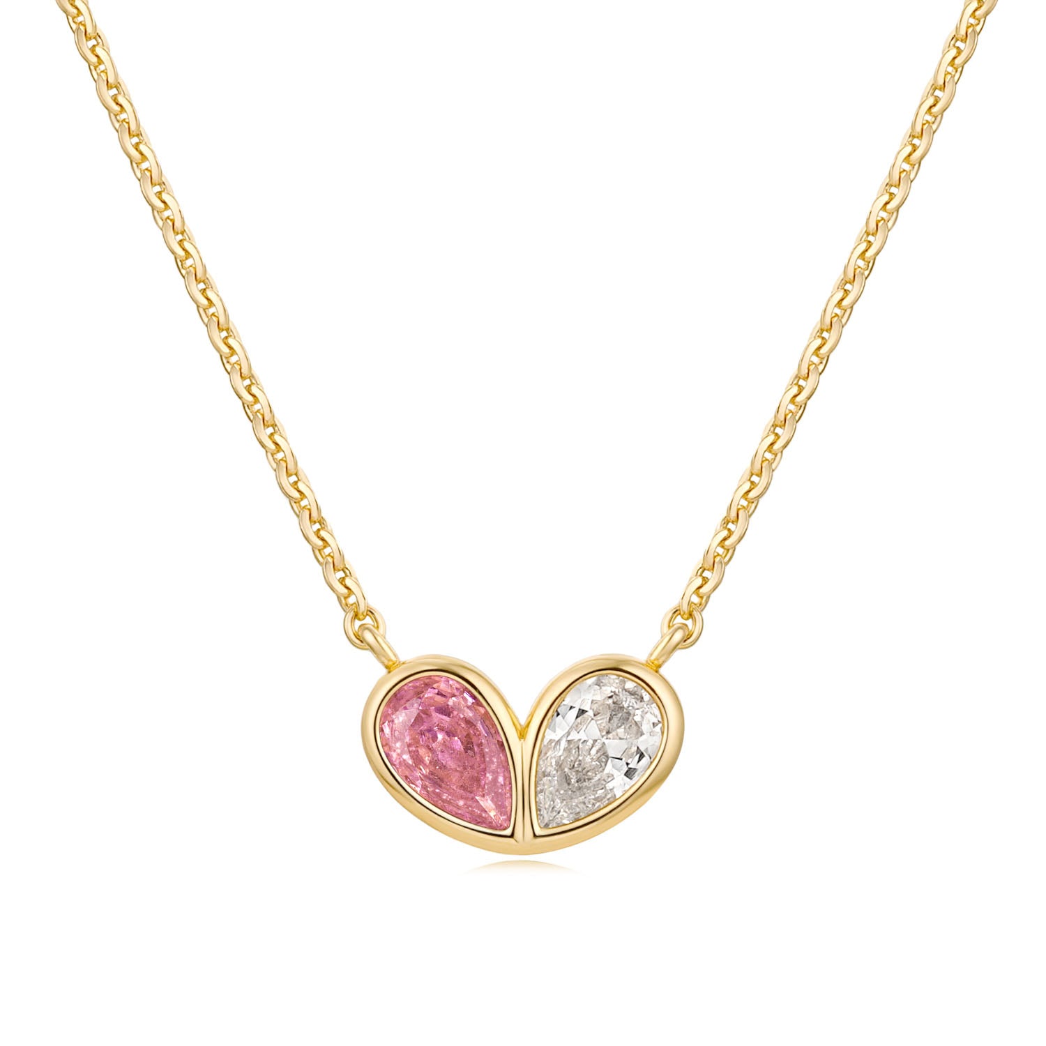 Heart Twe Stone Necklace