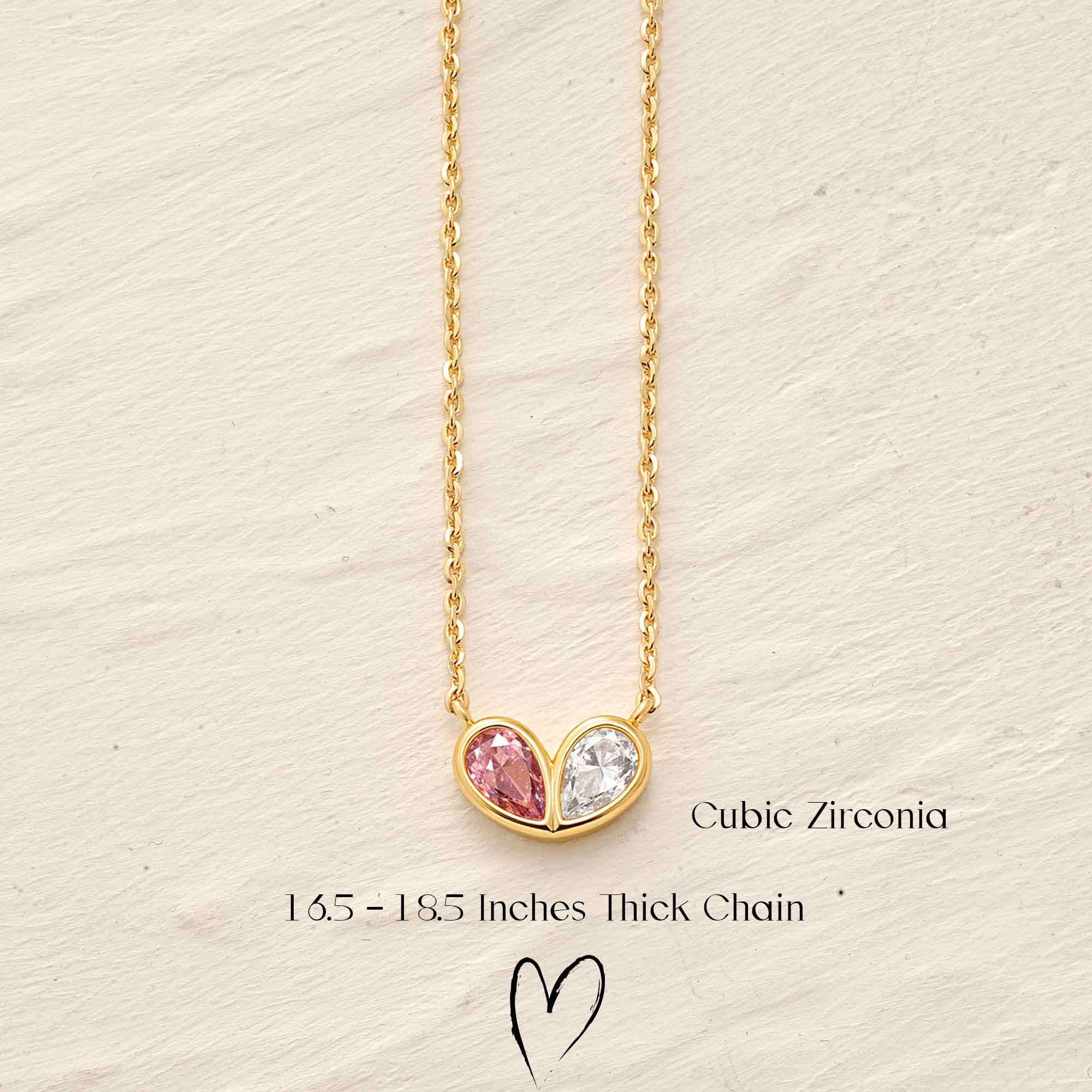 Heart Twe Stone Necklace