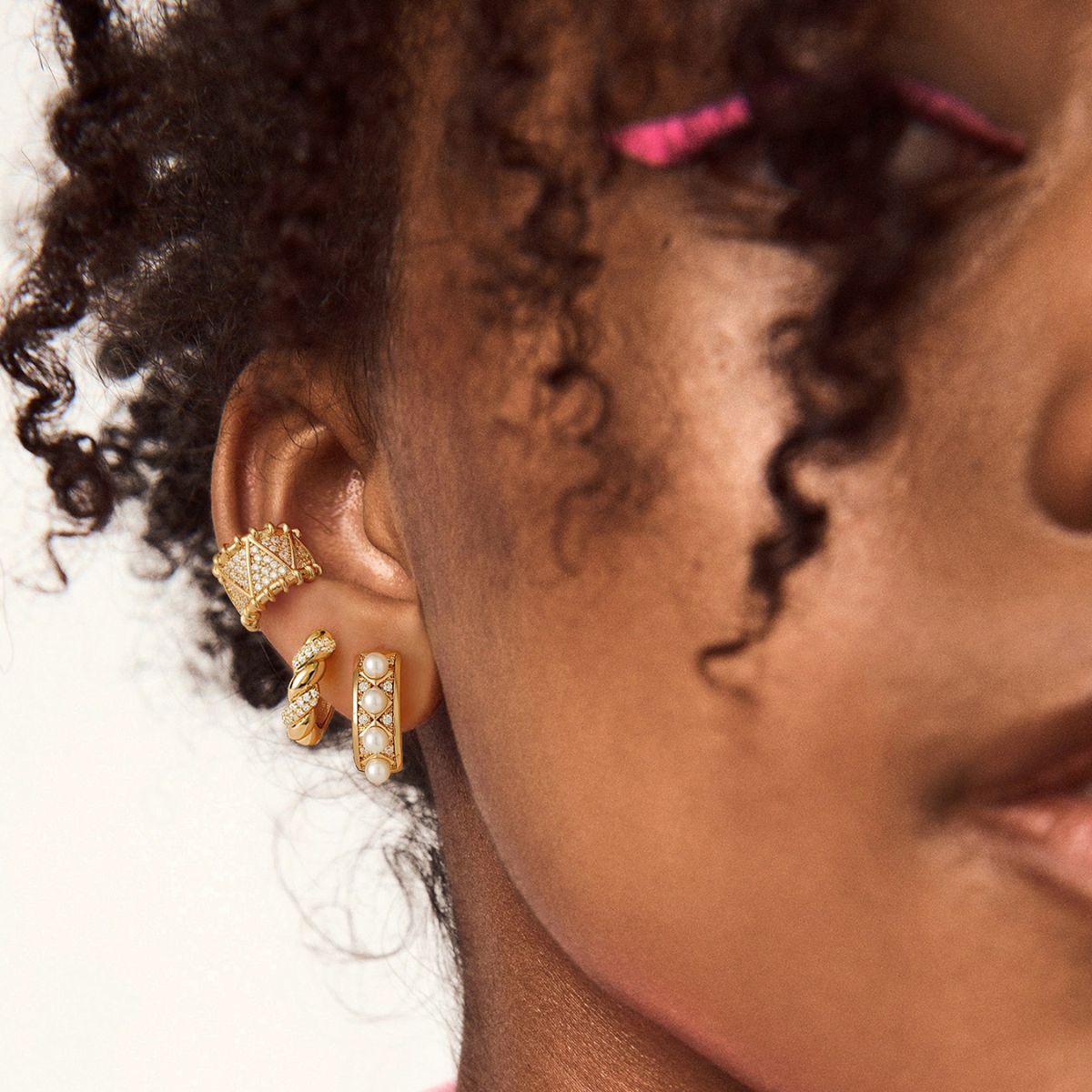 Polyline Pave Ear Cuffs